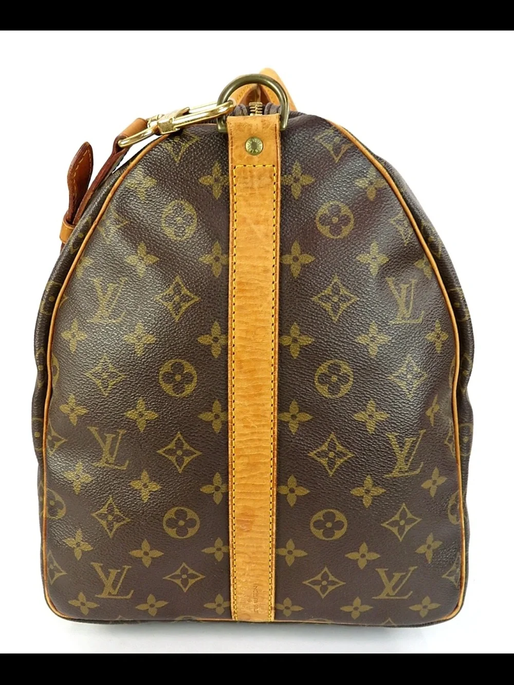 Louis Vuitton Brown Monogram Duffel with Tan Leather Trim