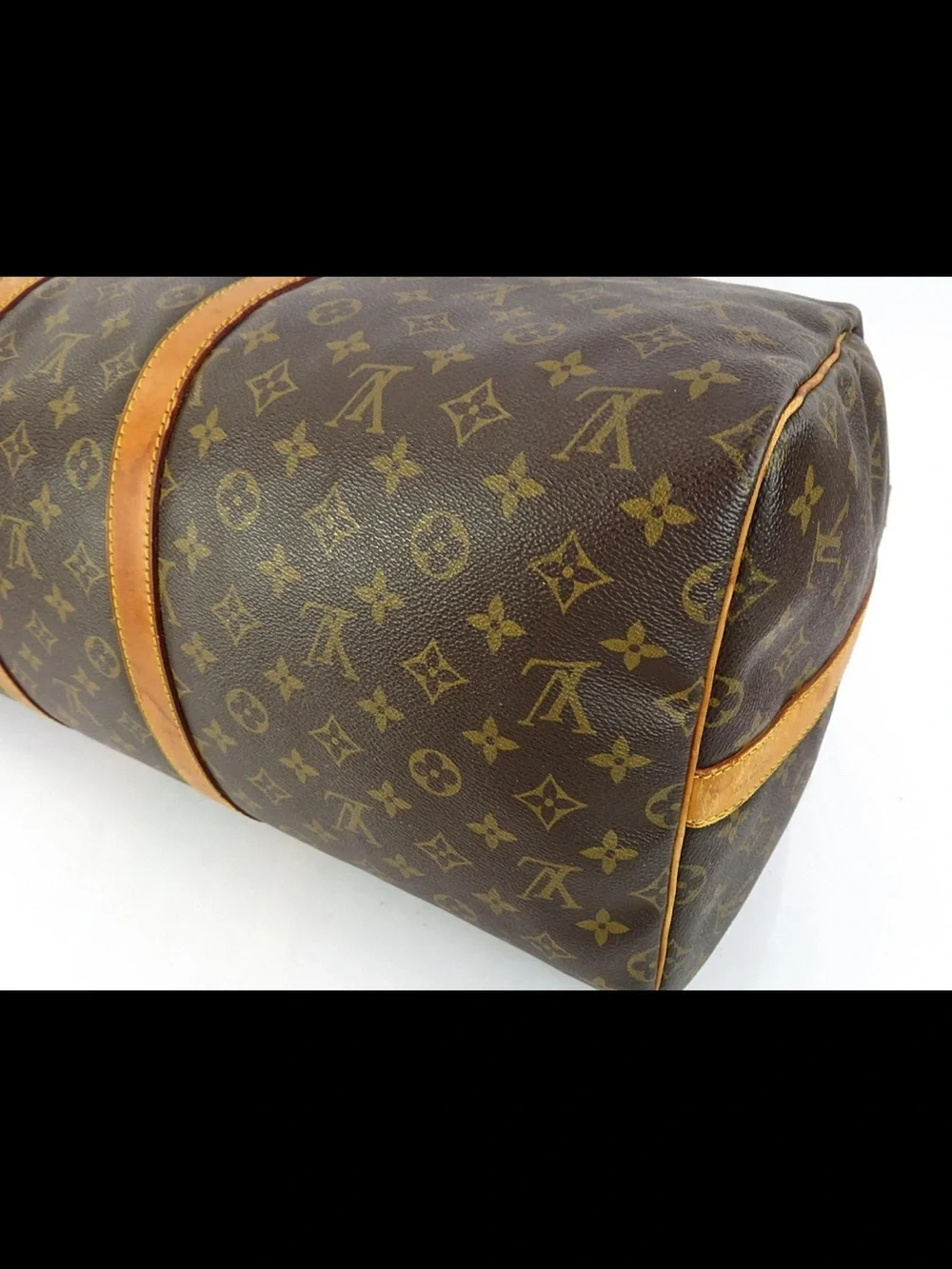 Louis Vuitton Brown Monogram Duffel with Tan Leather Trim