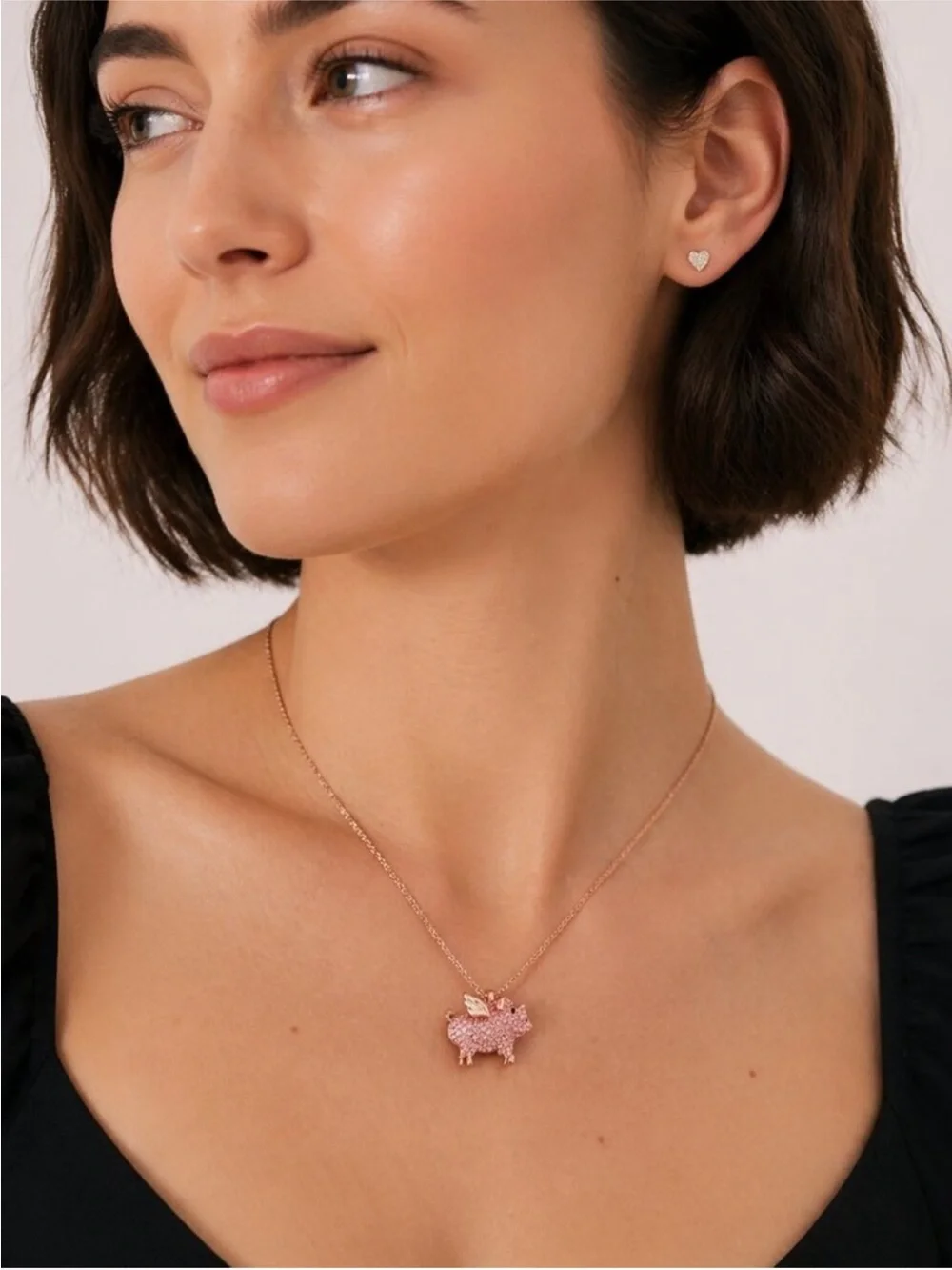 Kate Spade Pave Flying Pig Necklace