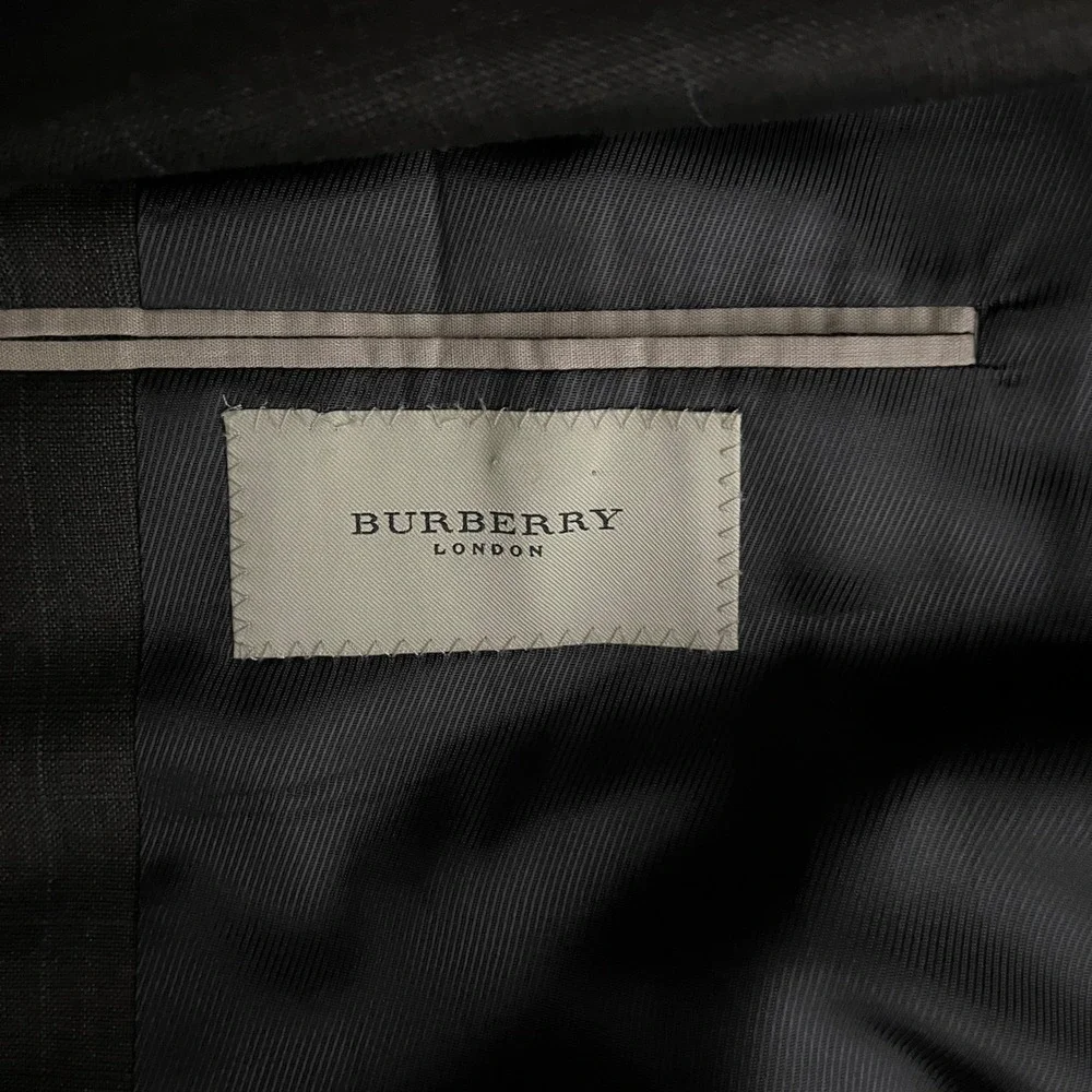 Burberry London Suit Mens 50XLG 45W Brown Windowpane Wool 2-Button USA Made