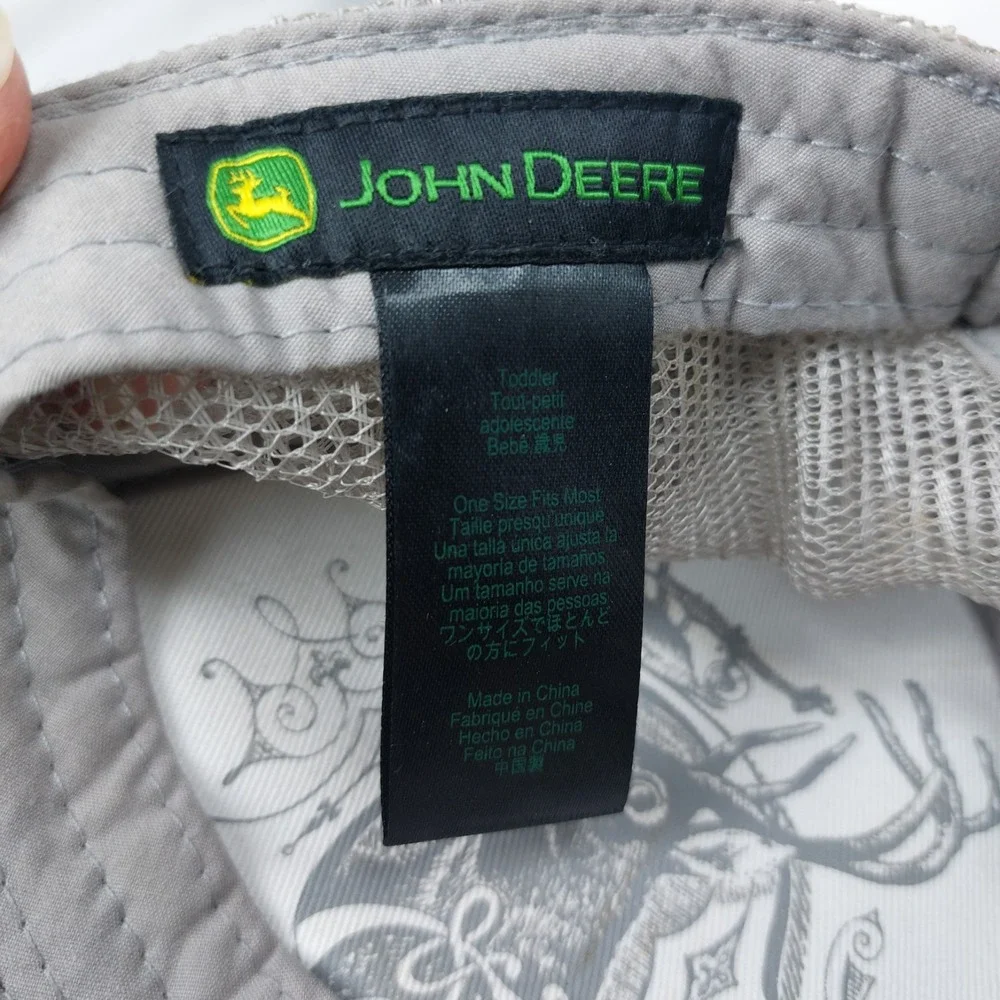 John Deere Toddler Kids Gray Denim Trucker Cap Hat  Mesh Back Snap Adjustable