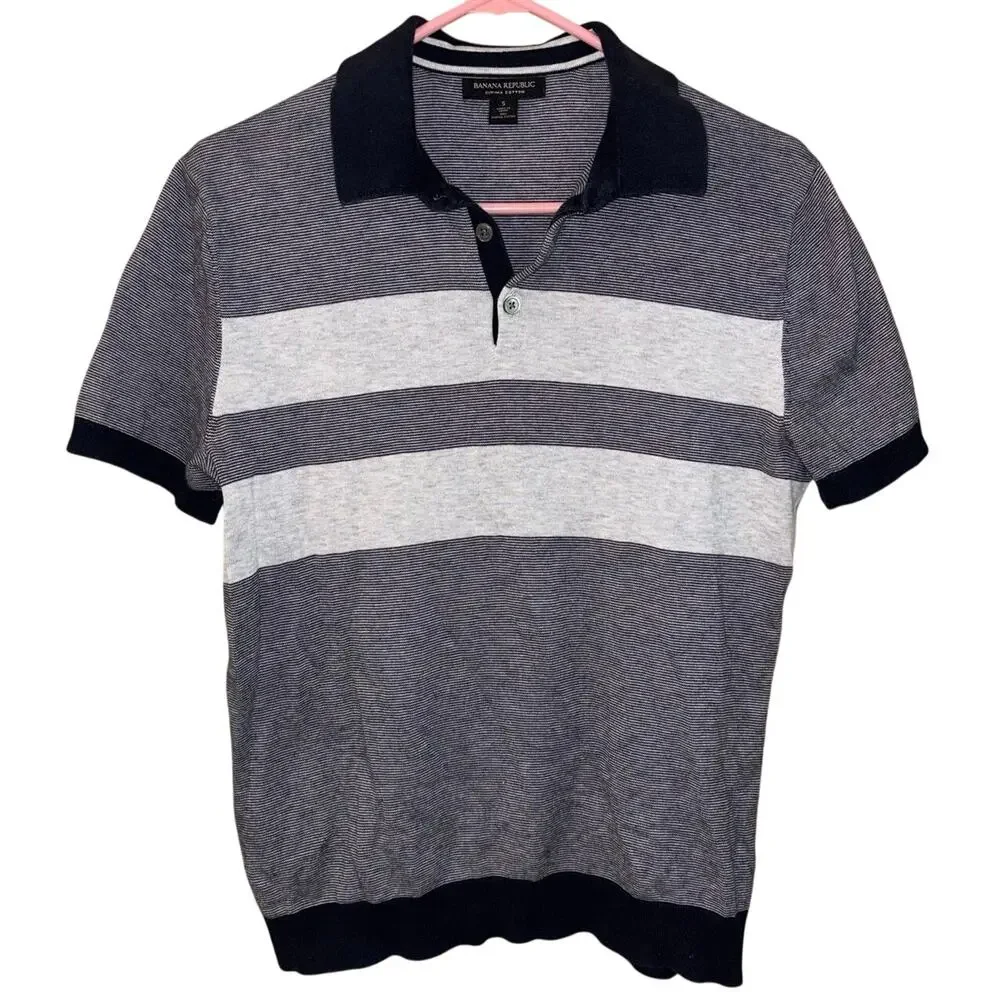 Banana Republic men’s striped sweater polo 100% supima cotton (size small)