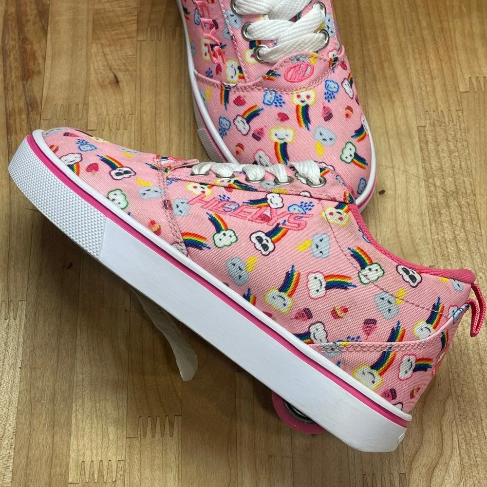Heelys Pro 20 Prints Pink Rainbow Cloud Skate Shoes Youth Size 2 10335 NEW