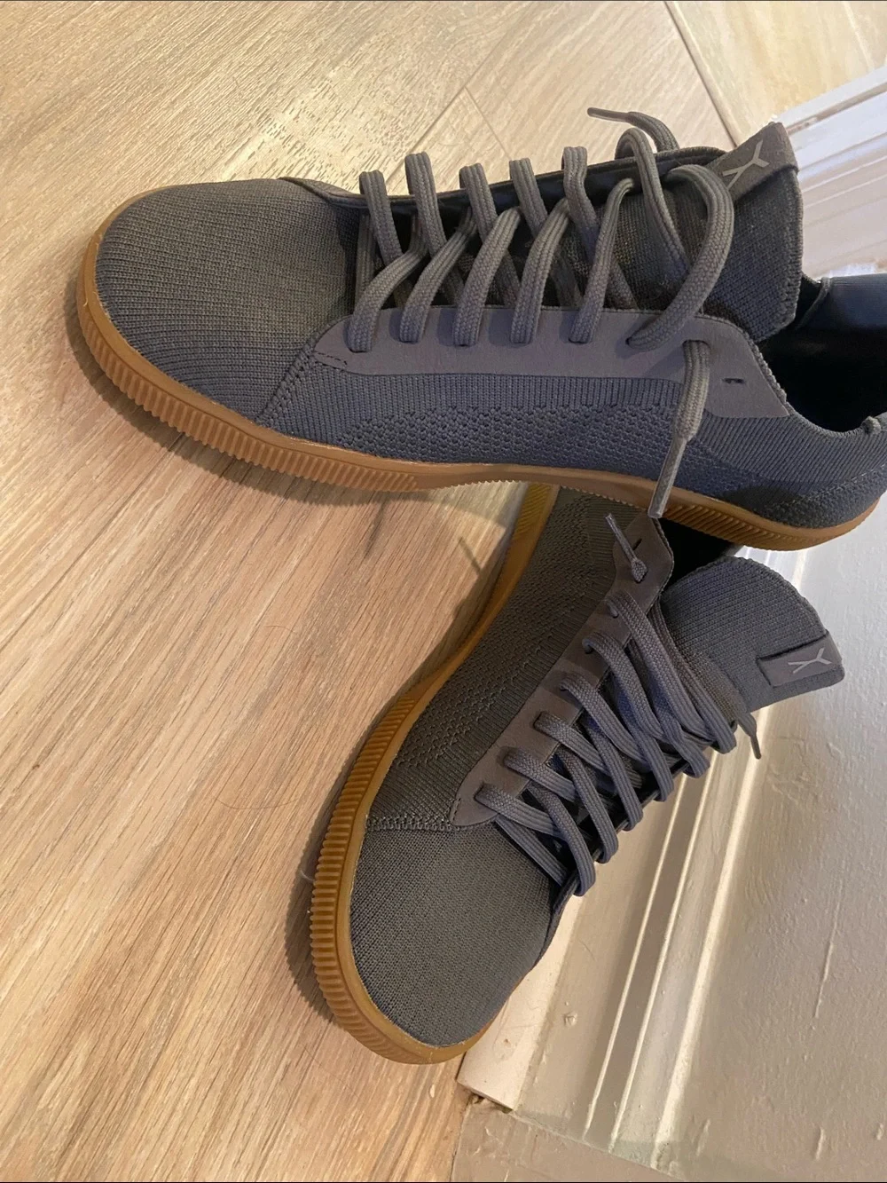 Men's Charcoal Knit Sneakers with Gum Sole