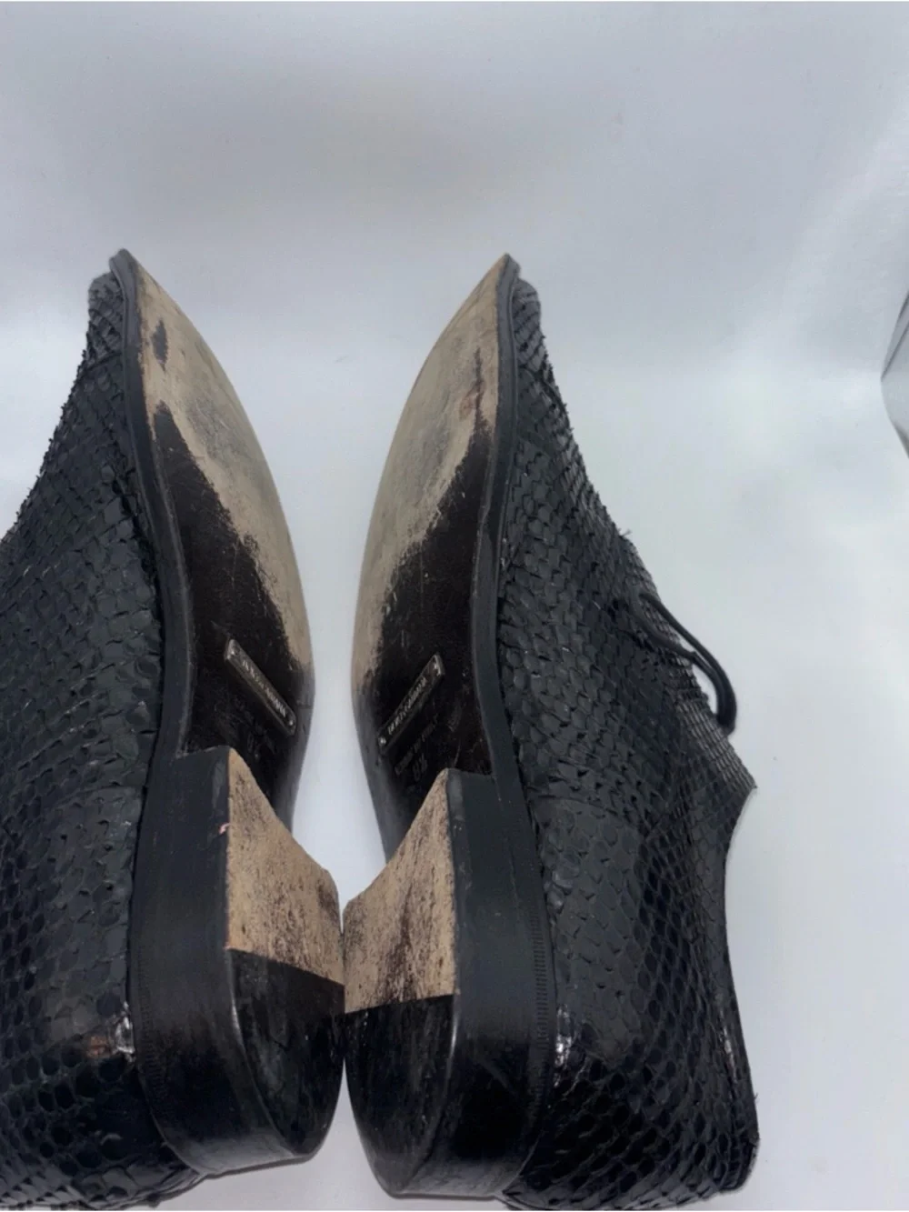 Dolce Gabbana Men's Black snake Textured Leather Lace-Up Dress Shoes