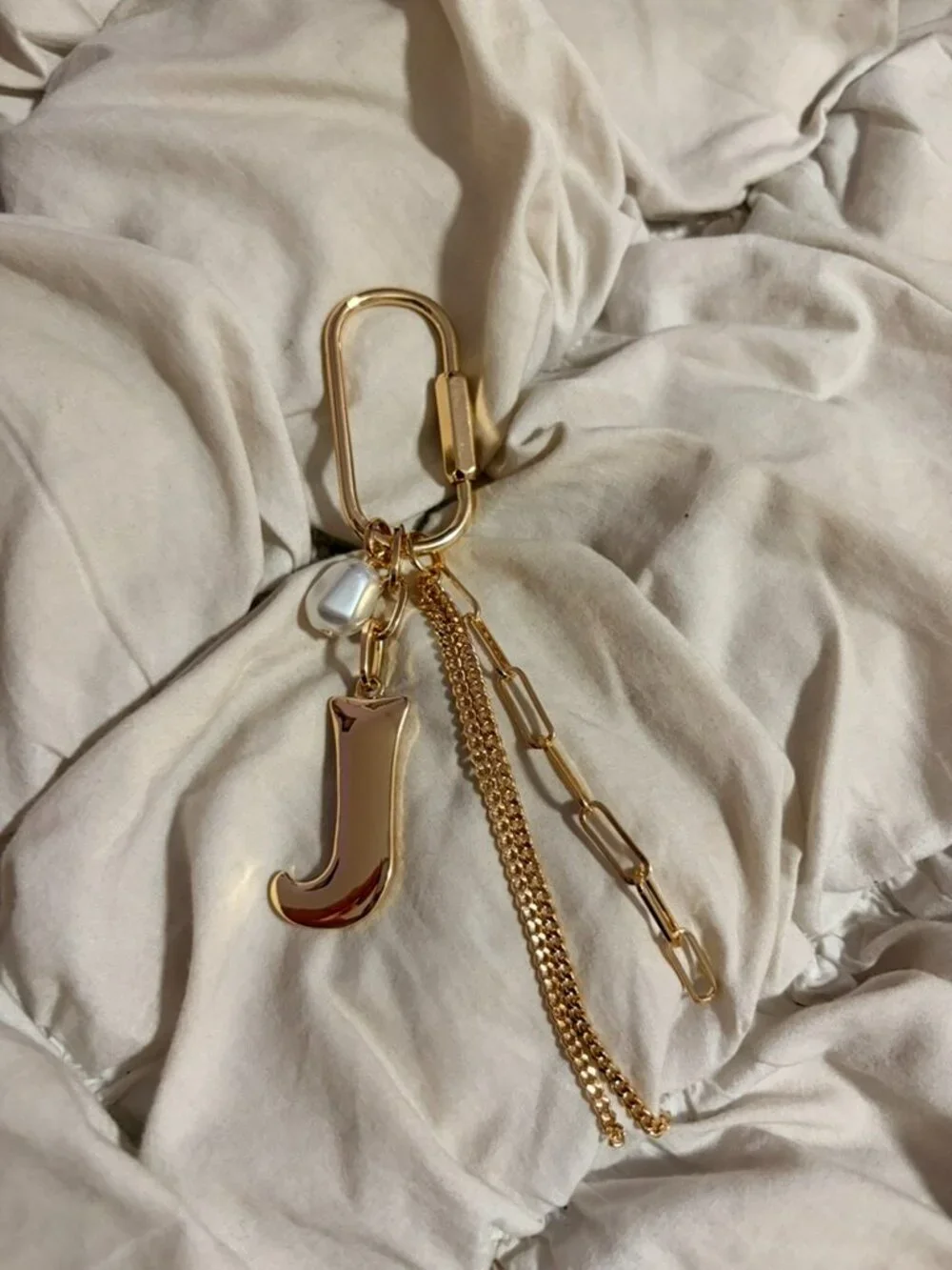 Free People Gold Tone Letter J Charm Bag Charm
