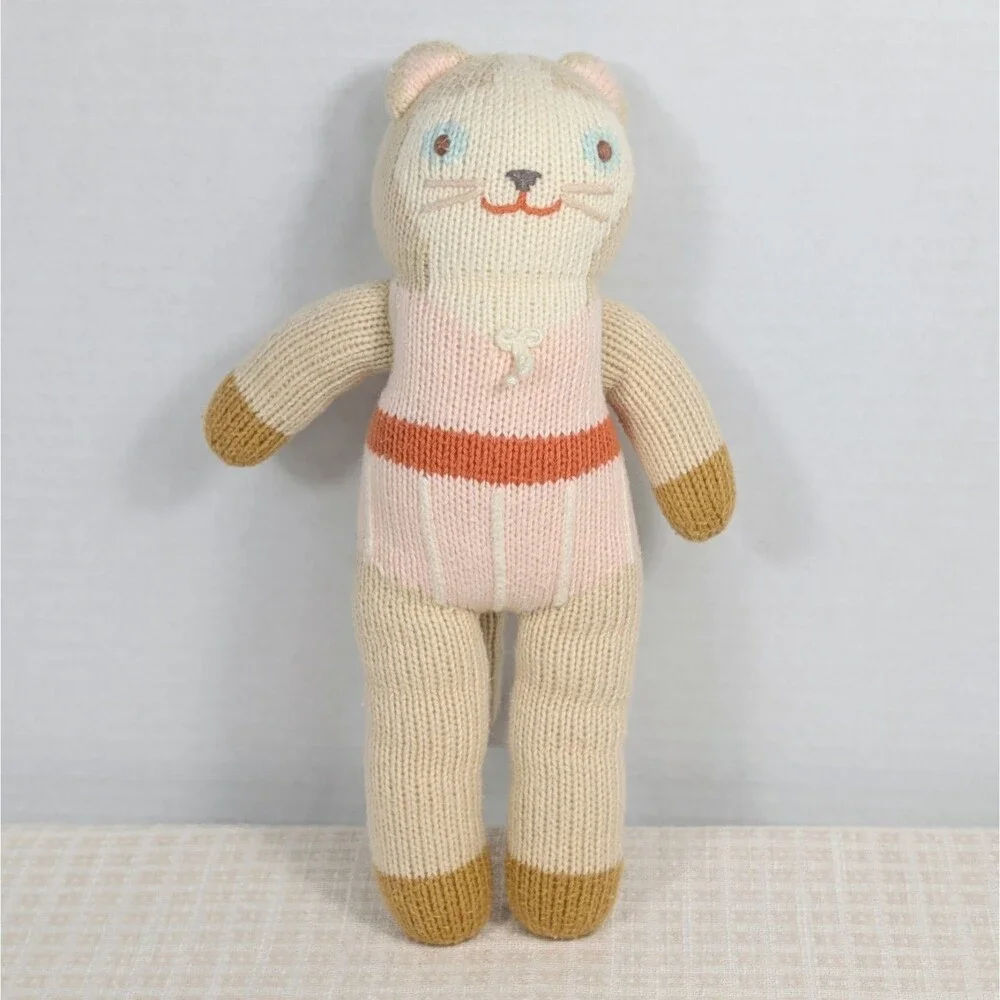 BlaBla Knit Doll Handcrafted Plush Toy Colette Cat Tan Pink 12