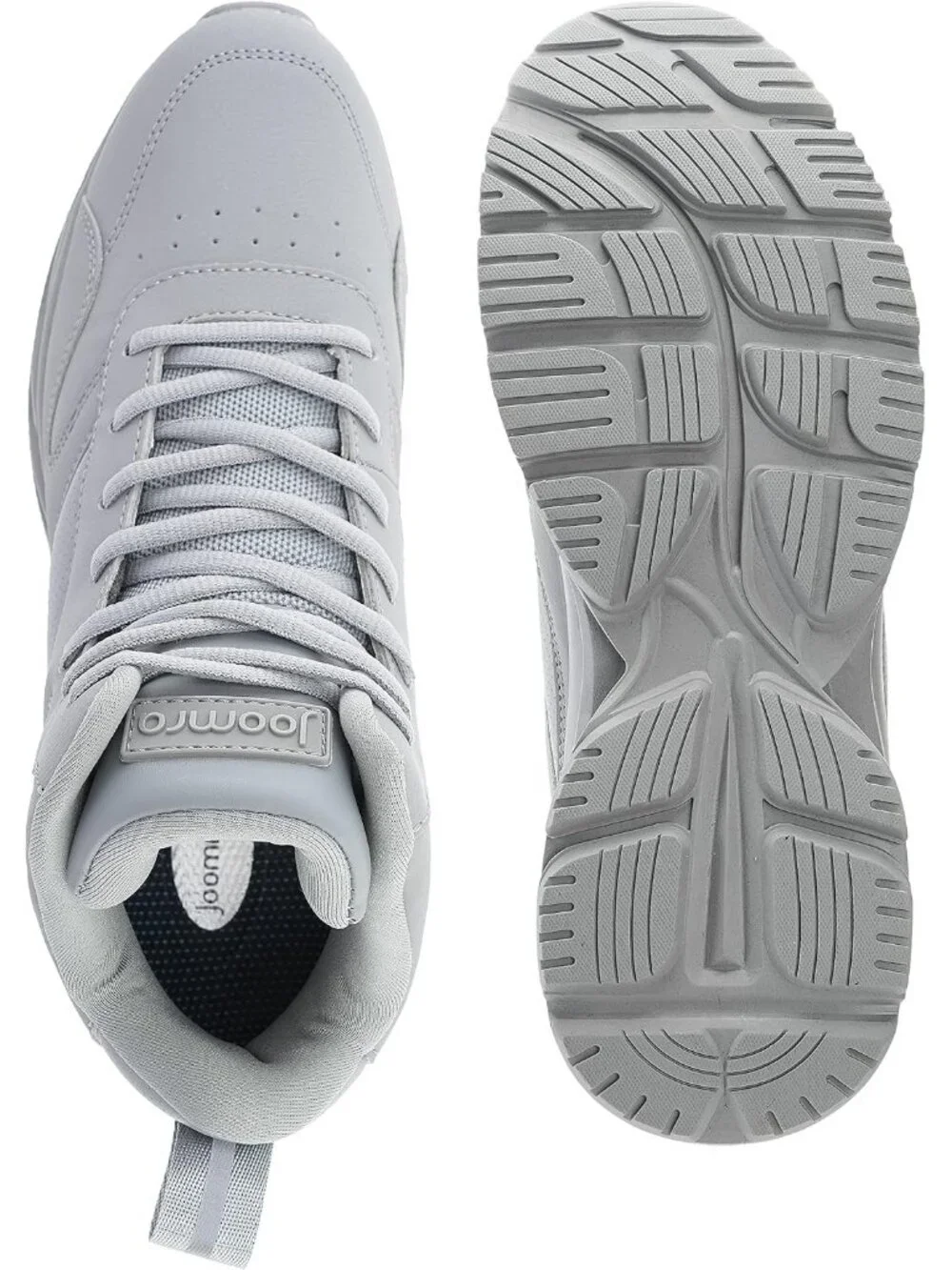 Joomra Men's Grey Rubber Leather High Top Athletic Inspired Lace Up Sneaker