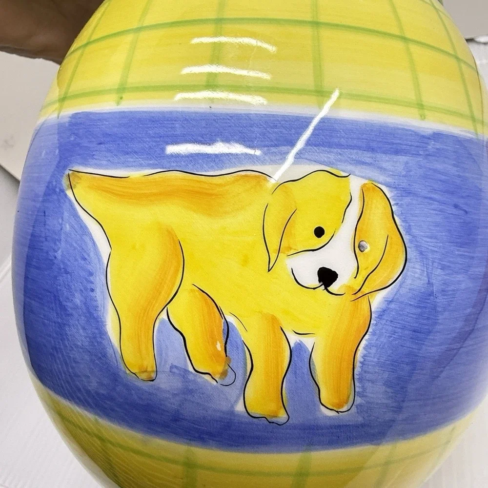 Rare 90's Y2K Find Vintage Hausenware Dog Treat Jar Hand Painted Ceramic