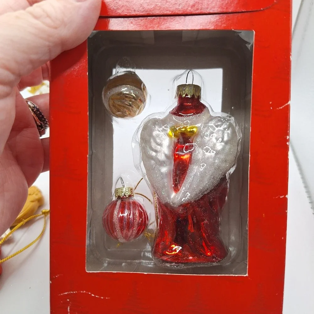 Lot of 5 Angel Theme Christmas Ornaments Vintage Wax Wood‎ & Glass