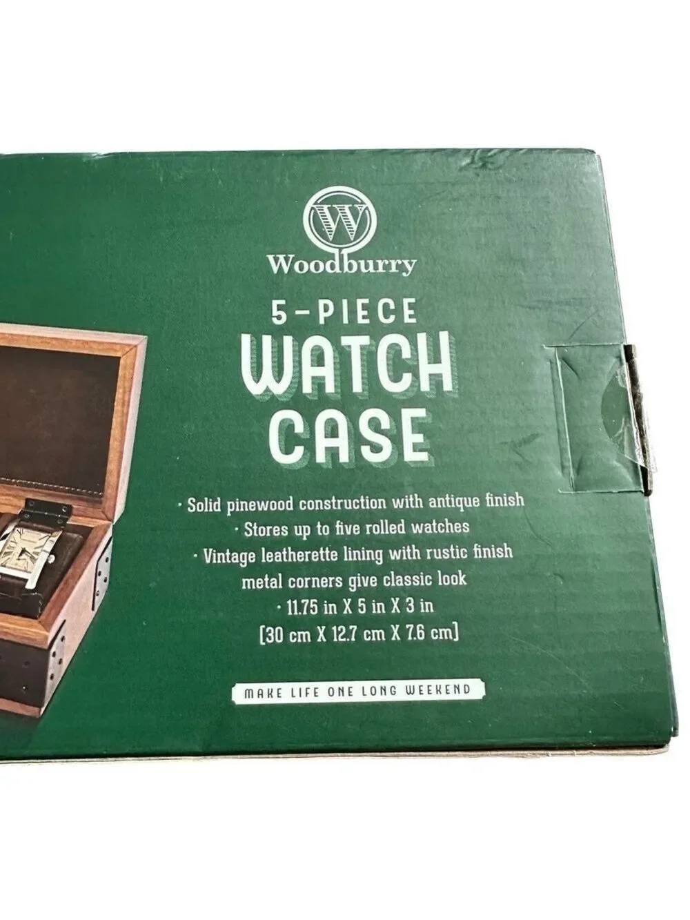 Woodbury 5-Piece Watch Case Solid Pinewood Construction with Antique Finish NIB