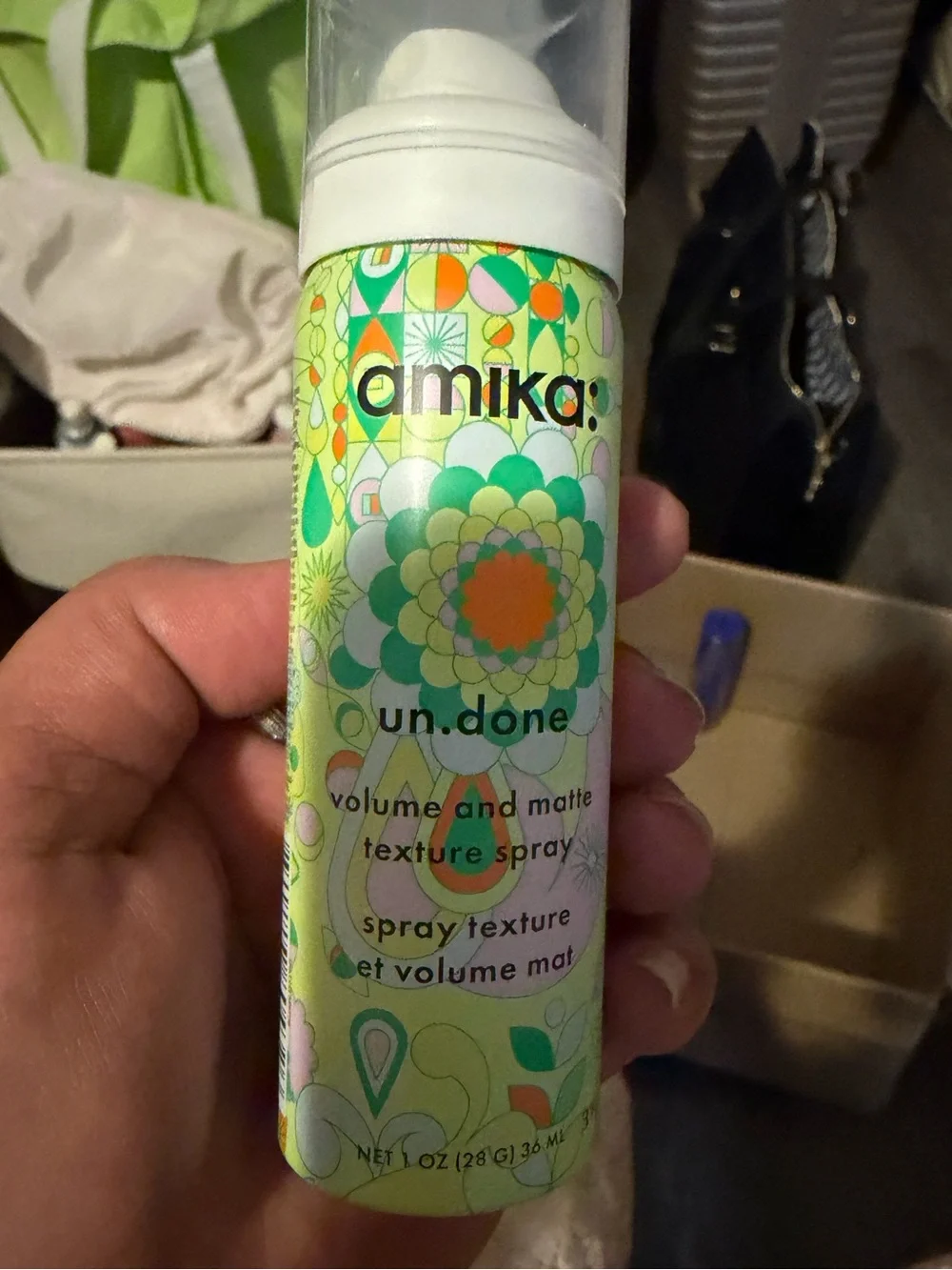 amika un.done Volume & inMatte Texture Spray — Green Patterned Can