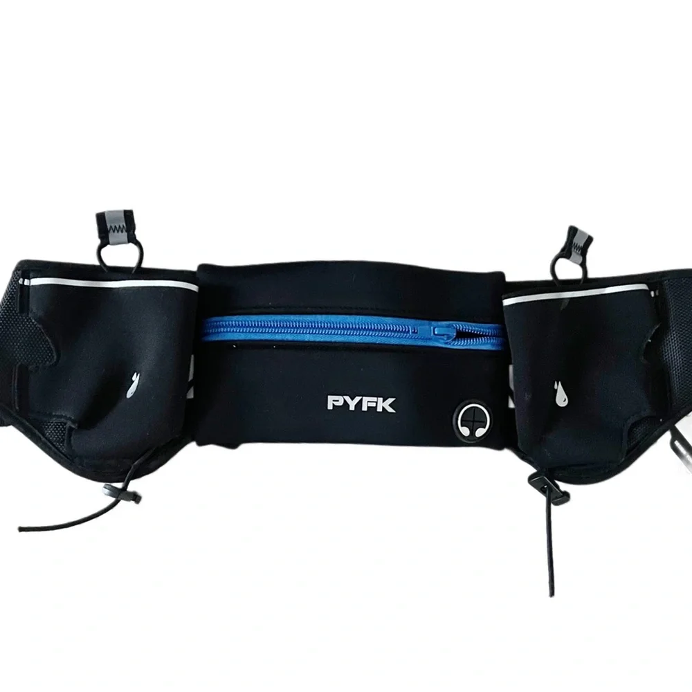 PYFK Black Running Belt with Blue Zipper