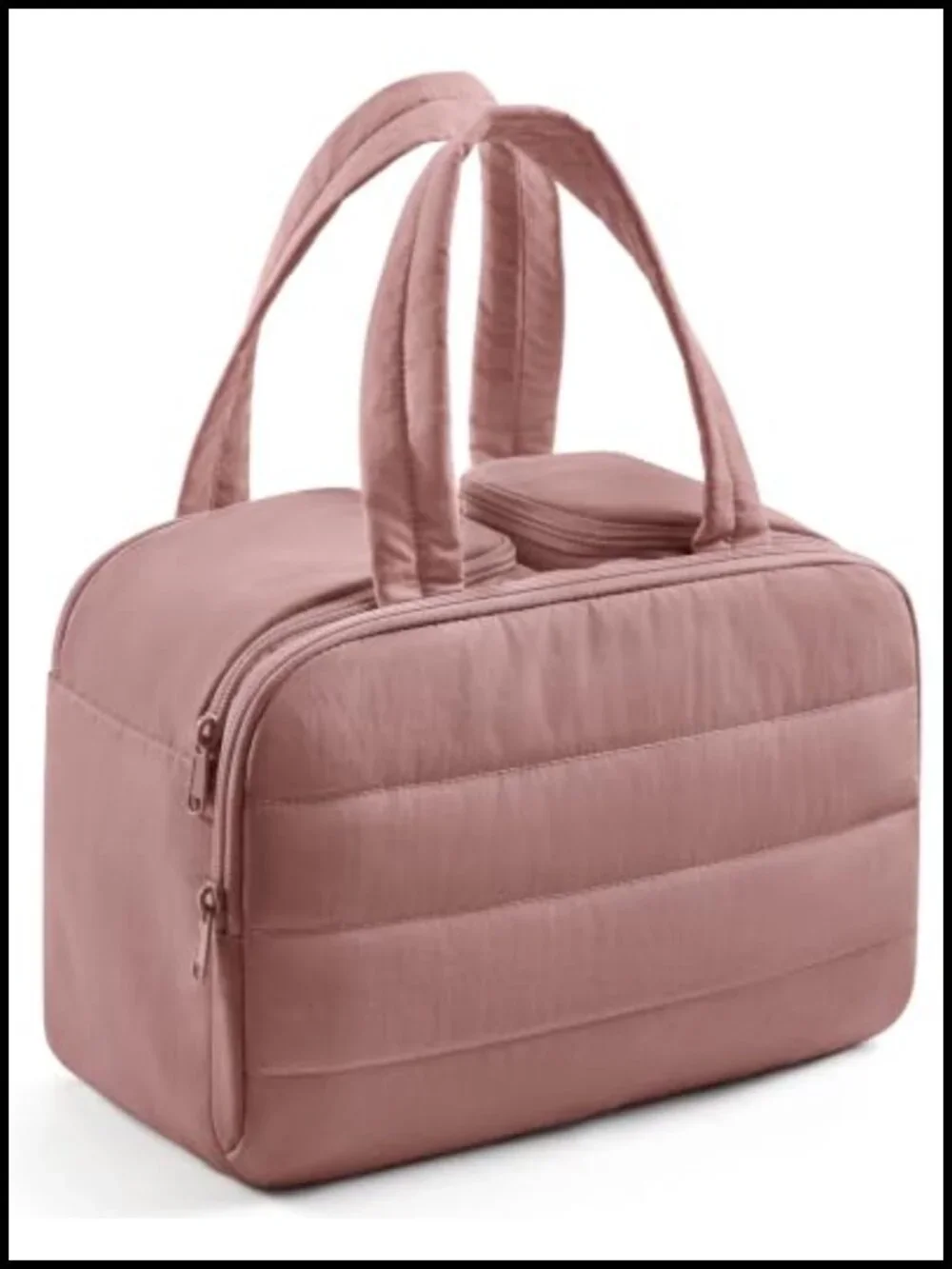 Quilted Travel Toiletry Bag Makeup Cosmetic Organizer with Handle
