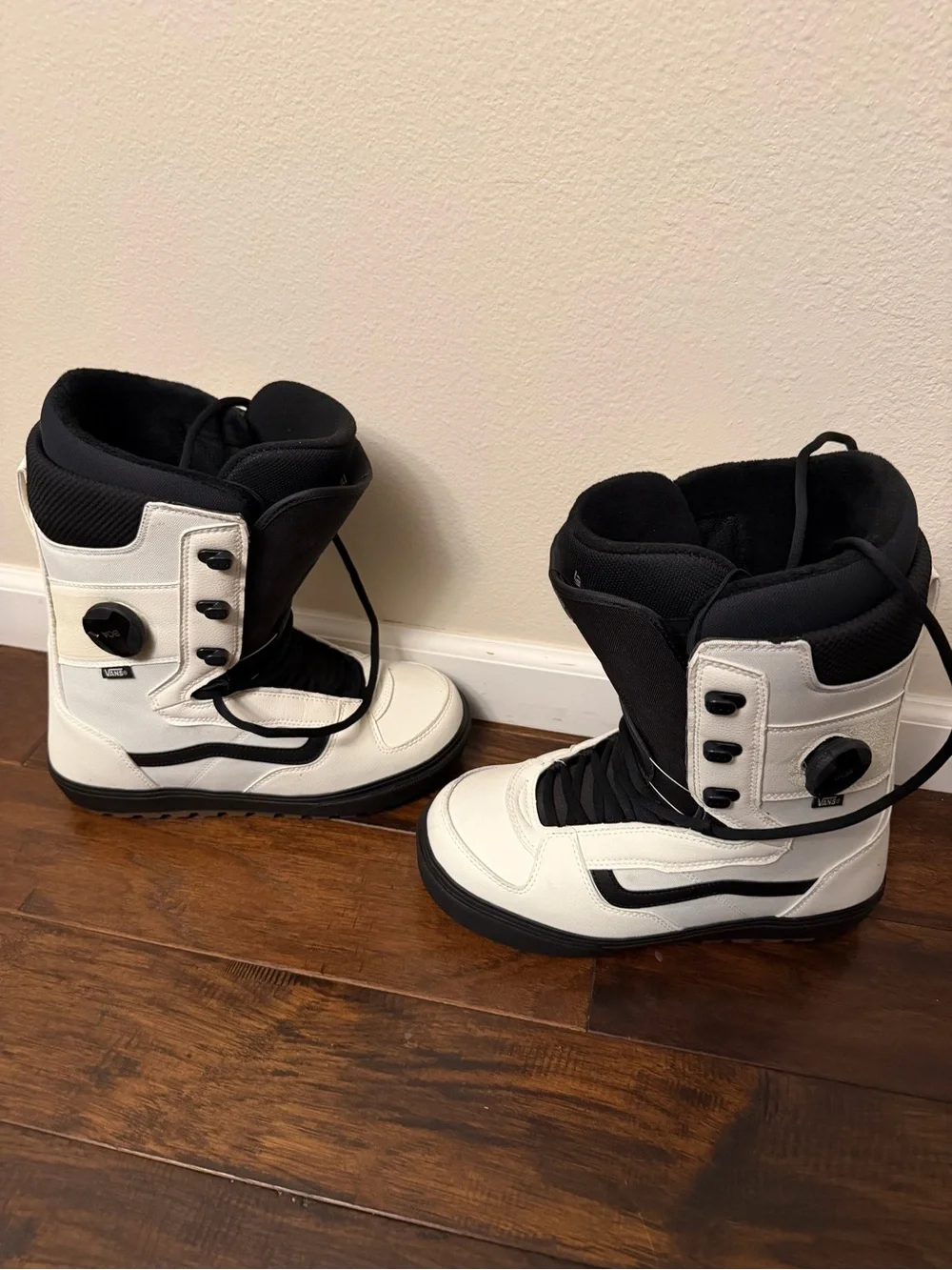 Vans White and Black Snowboard Boots