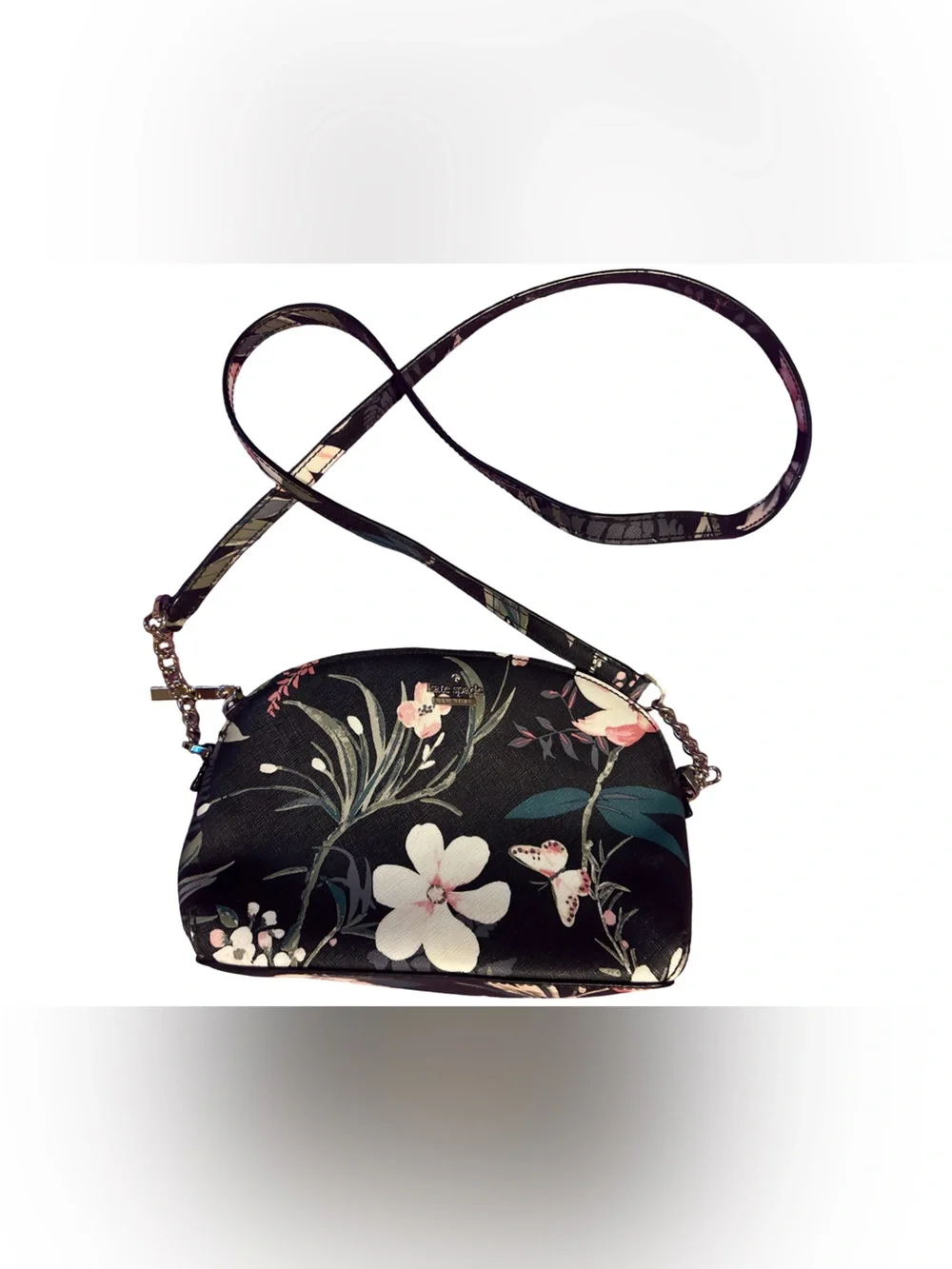 kate spade Black Floral Crossbody with Butterfly Detail