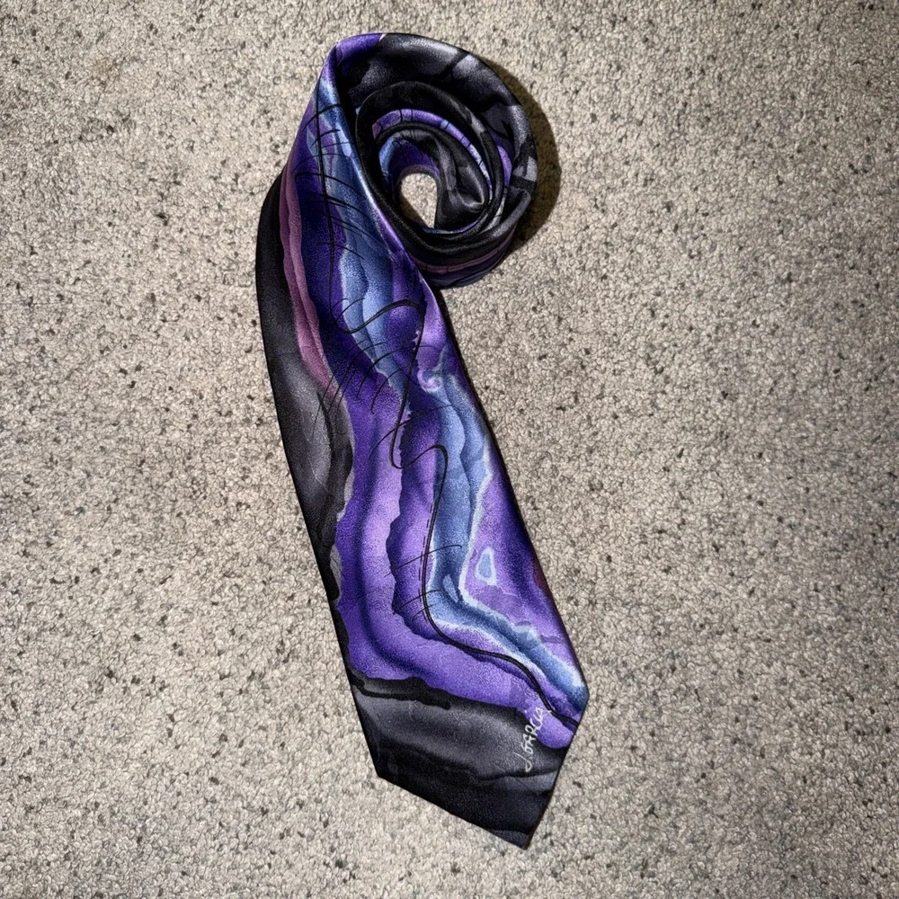 J Garcia 100% Silk Tie Liquid Torso Watercolor Collection Artist Proof 9 Blue