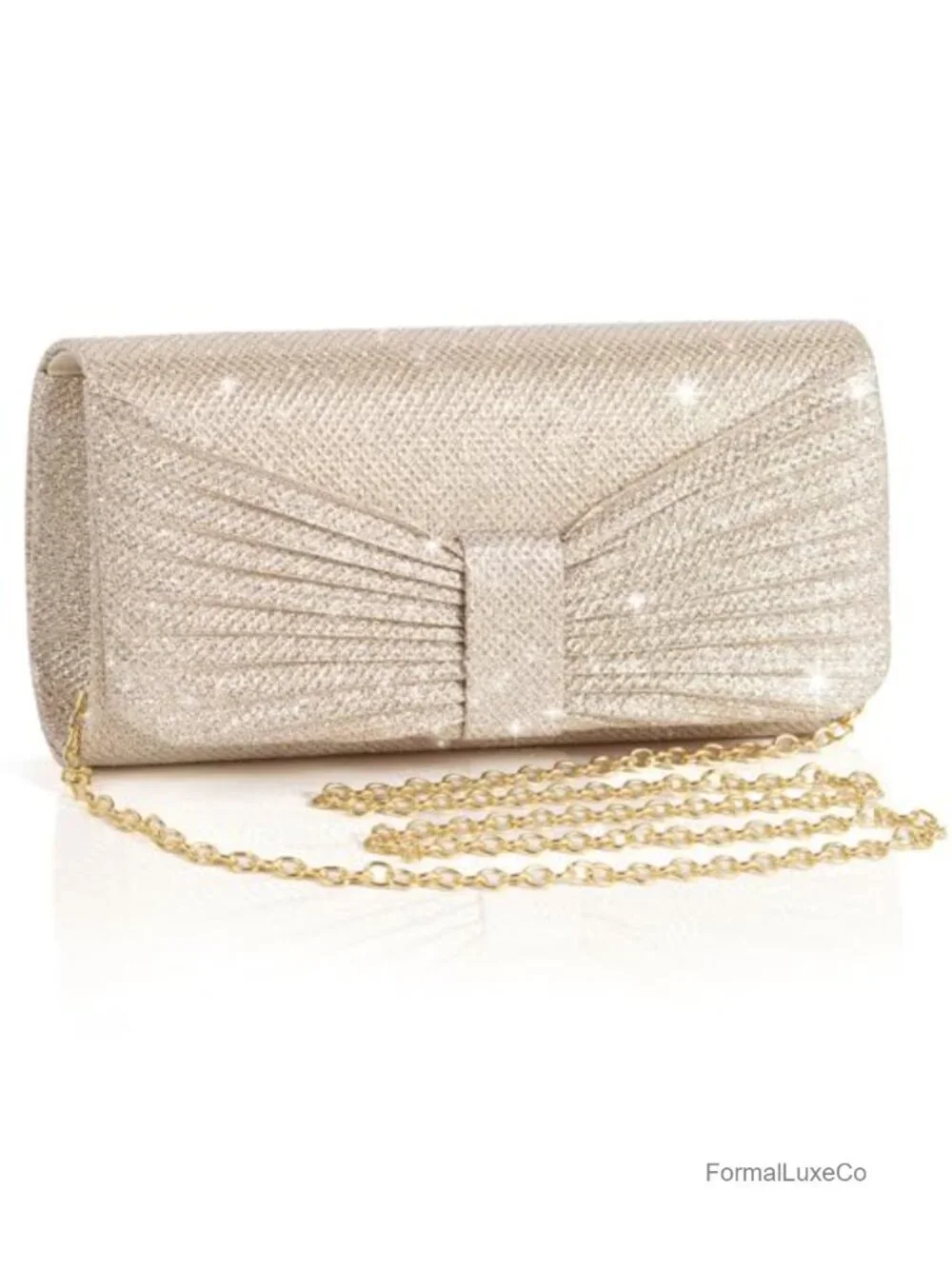 Evening Clutch Purse with Detachable Chain Sparkling Handbag