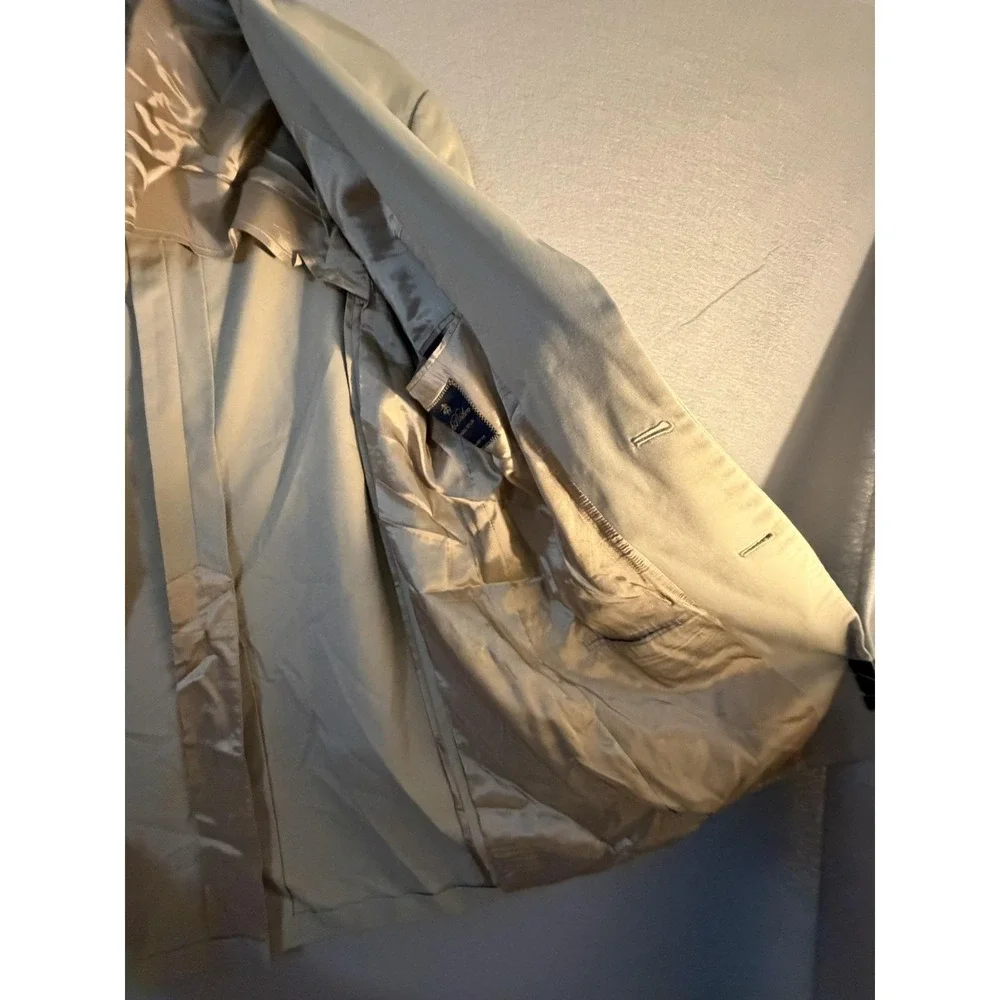 Brooks Brothers Suit Jacket Mens 42L Beige Cotton Brookscool Poplin Formal