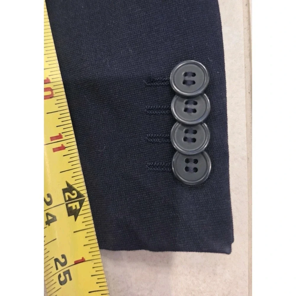 H&M Men Slim-Fit Navy Blue Single-Breasted Two-Button Blazer Jacket Preppy SZ M
