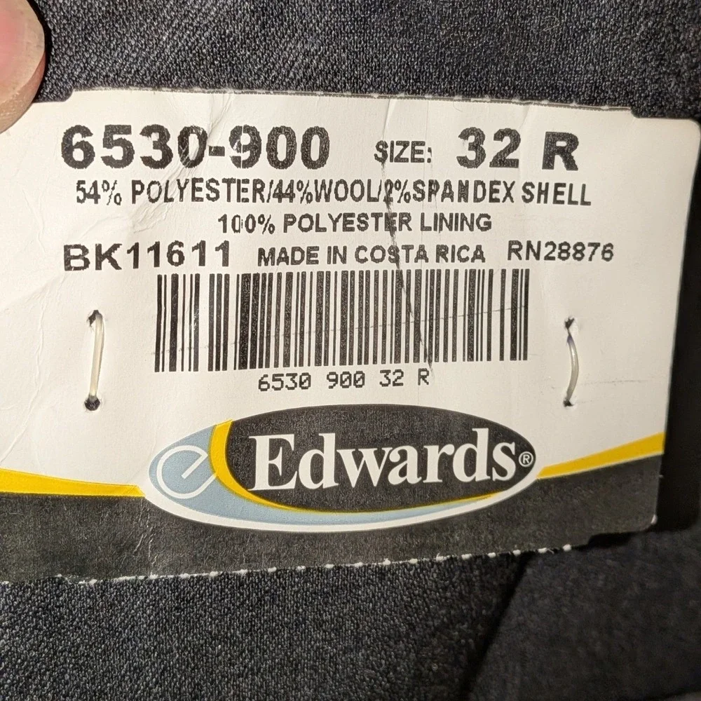 Edwards Mens‎ Black Wool Blend 2-Button Blazer Jacket 6530-900 Size 32R NEW