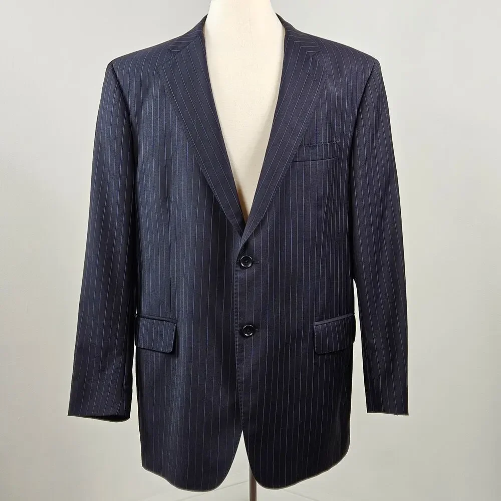 Brooks Brothers Ermenegildo Zegna Wool Blazer Navy Blue Pinstripe | Men's‎ 46 R