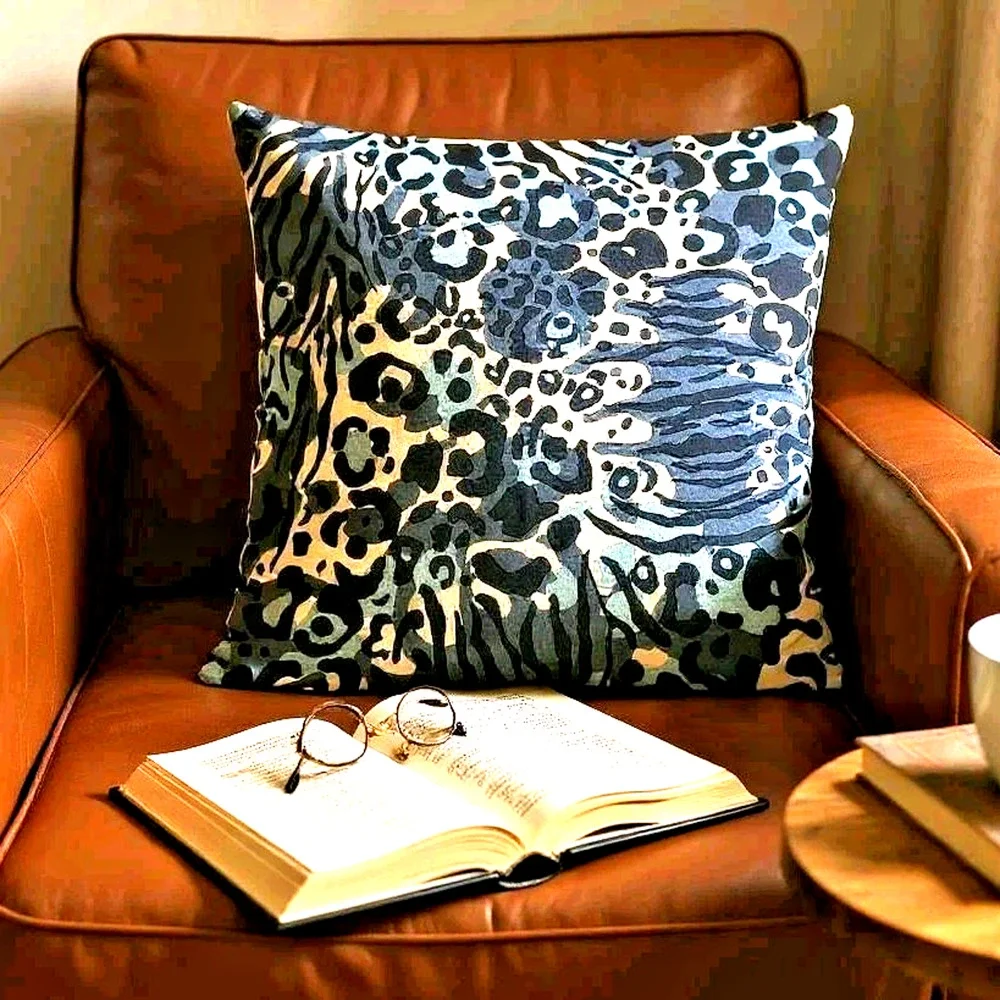 Ikea Kaphyacint Cotton Pillow Cover Indigo Navy Blue White Square No‎ Insert