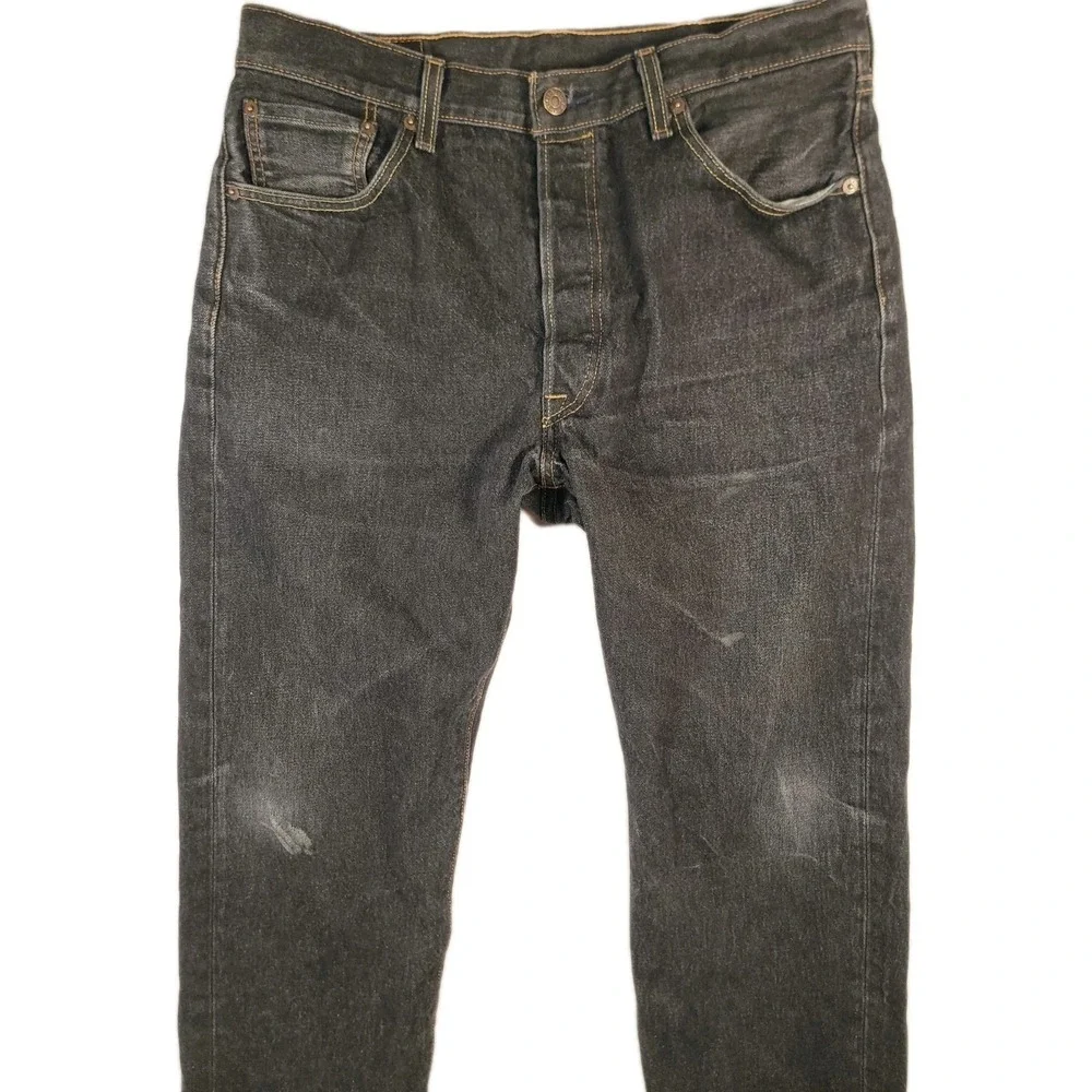 Levis 501 Jeans Mens 36x30 Black Straight Button Fly Denim Fits‎ 34x28.5