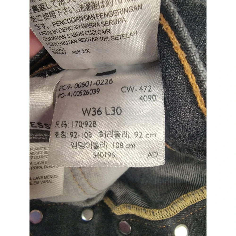 Levis 501 Jeans Mens 36x30 Black Straight Button Fly Denim Fits‎ 34x28.5