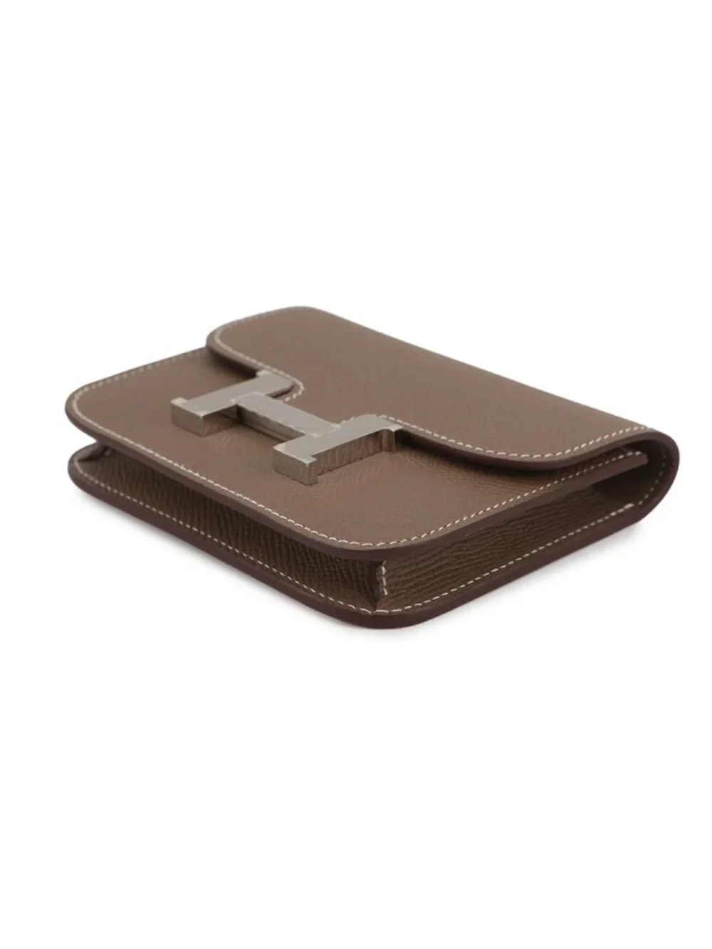 Hermes Wallet Constance Slim Etoupe Silver Epsom