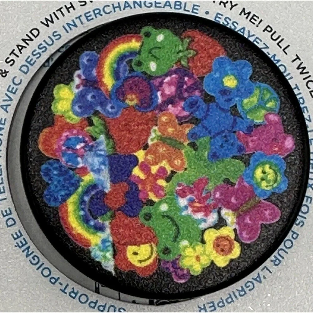 PopSockets PopGrip Phone‎ Grip & Stand Swappable Sticker Dump Black Frog Flower