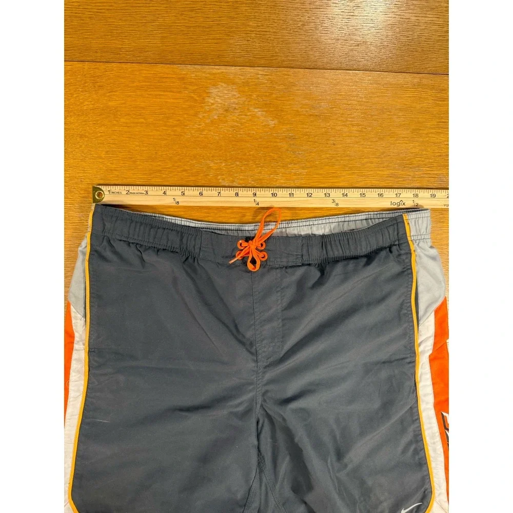 Nike Swim Trunks Men's Large Gray Orange Mesh Lined Board Shorts‎ Drawstring