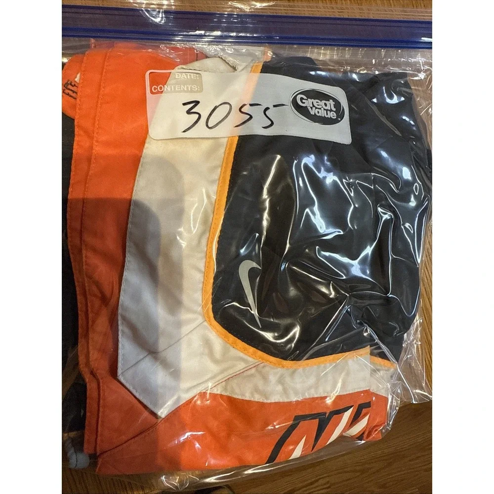 Nike Swim Trunks Men's Large Gray Orange Mesh Lined Board Shorts‎ Drawstring