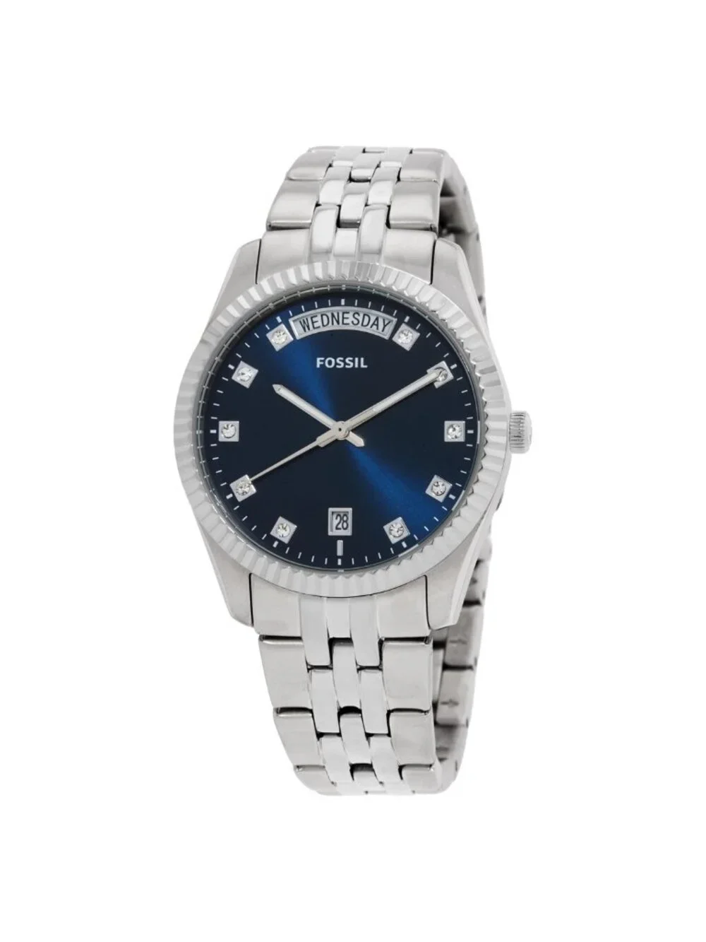 NWT Fossil Scarlette Day-Date Quartz Blue Dial Ladies Watch