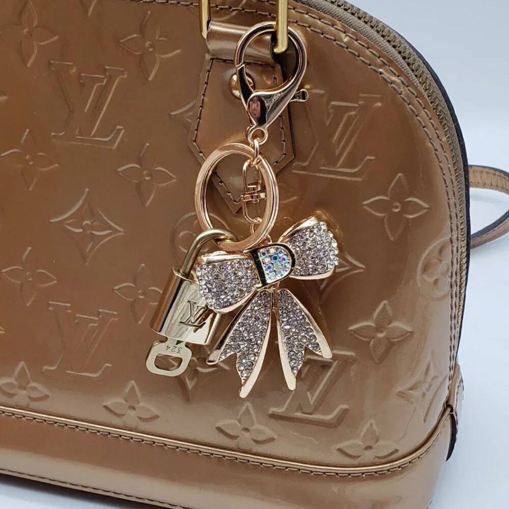 LV Gold Padlock 🔑 Authentic Louis Vuitton Charm + Unbranded Ribbon Keychain