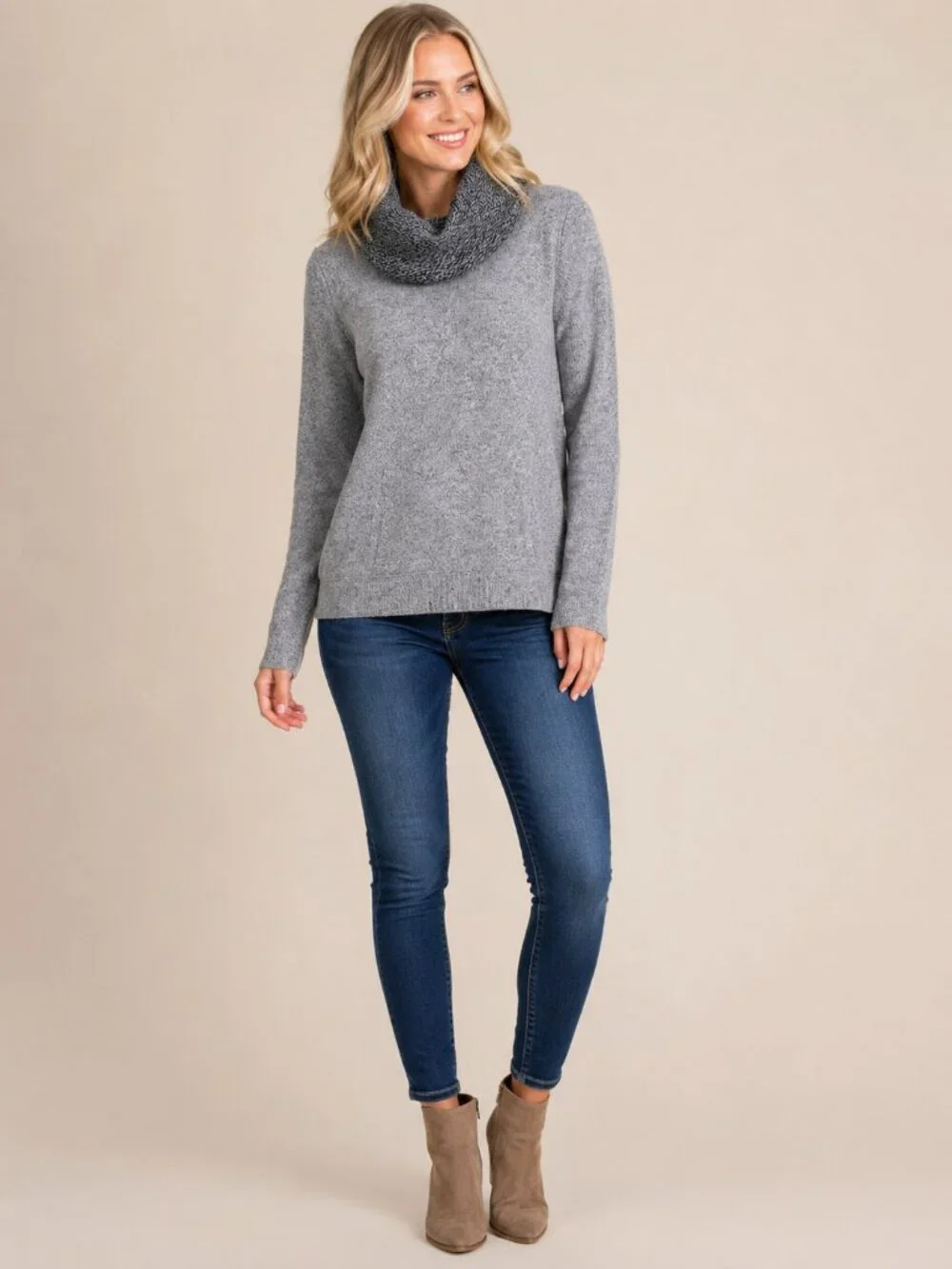 2/$30 J. Crew Wool Blend Cowl Neck Sweater Gray Small #A3149
