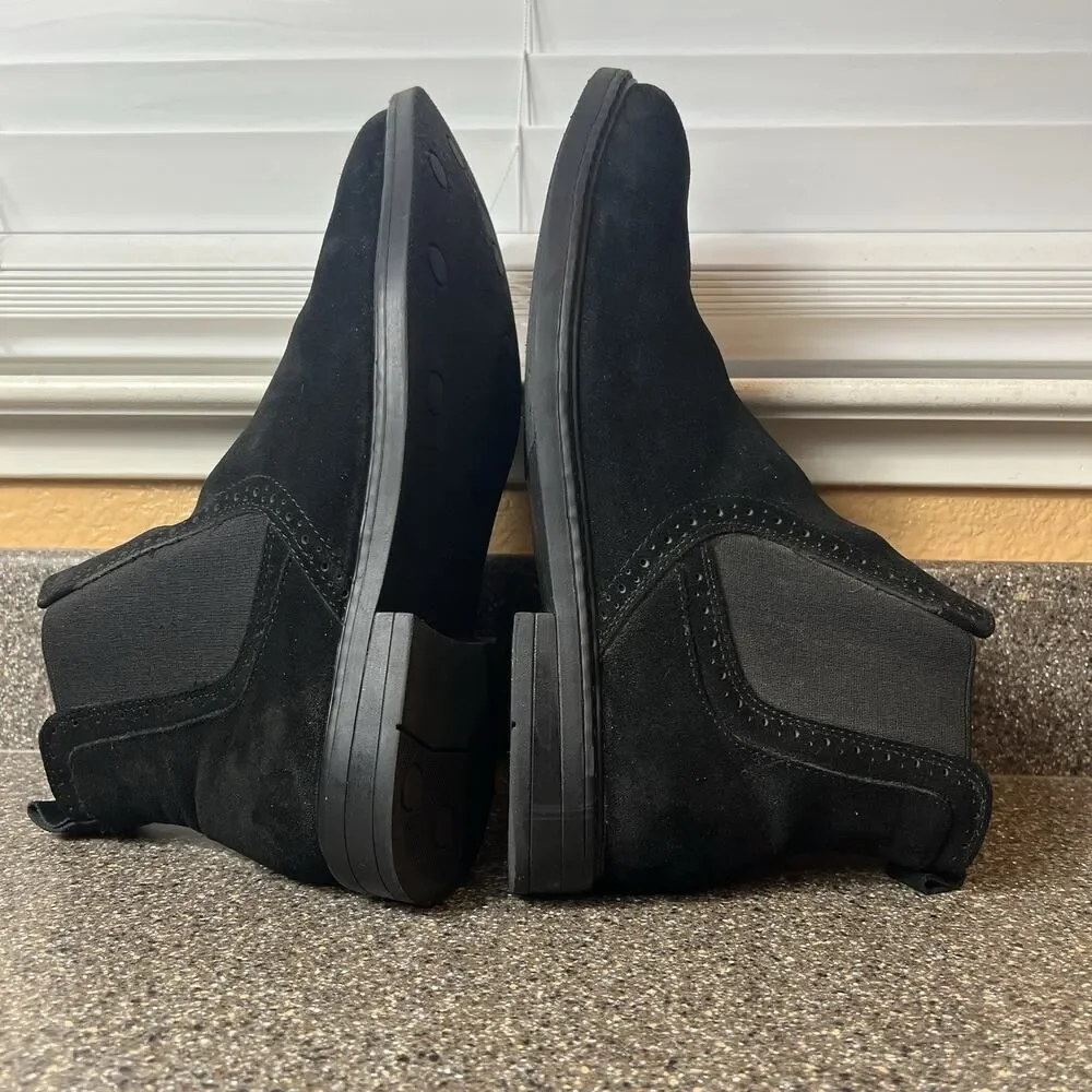 Bruno Marc Mens Sz 12 Chelsea Desert Ankle Boots Black Suede Chukka Slip On Shoe