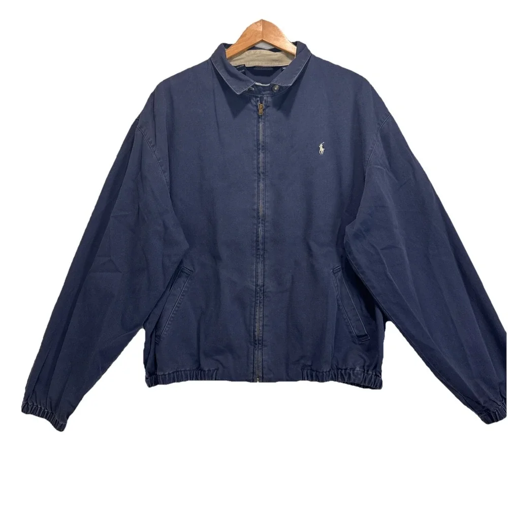 VTG 80s Polo Ralph Lauren Jacket Mens XL Blue‎ Full Zip USA Made Jacket