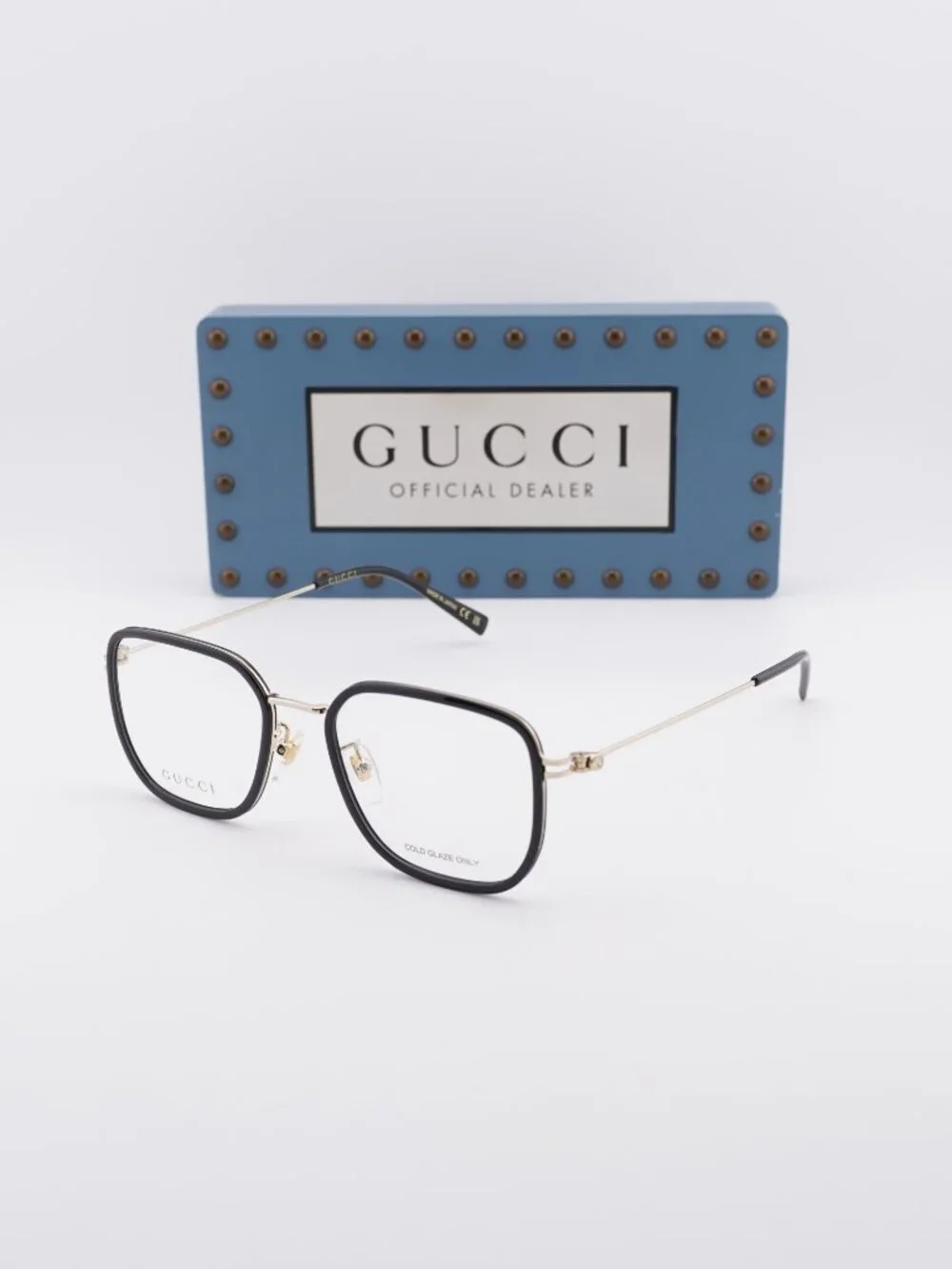 Gucci GG1852OA 001 Square Eyeglasses 53mm - Black / Gold