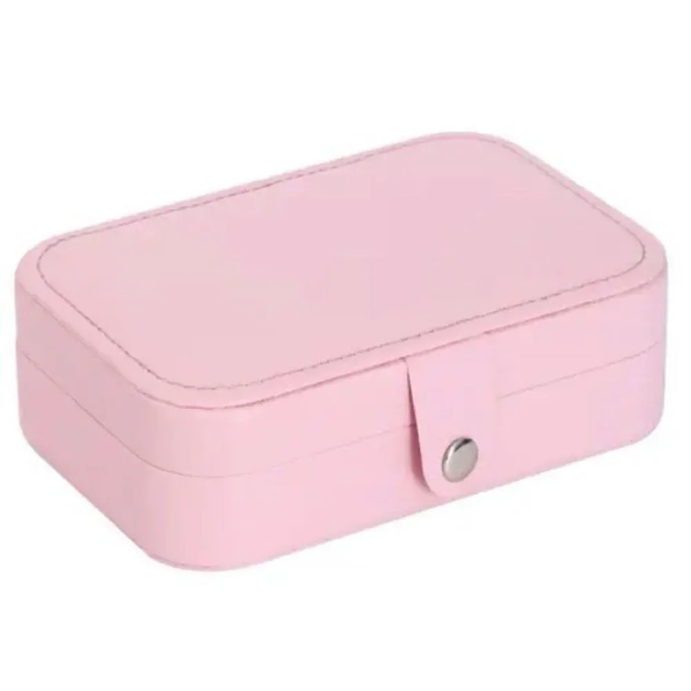 NWT Jewelry Box Case Pink Pu Leather Jewelry Organizer Earrings Bracelets Rings