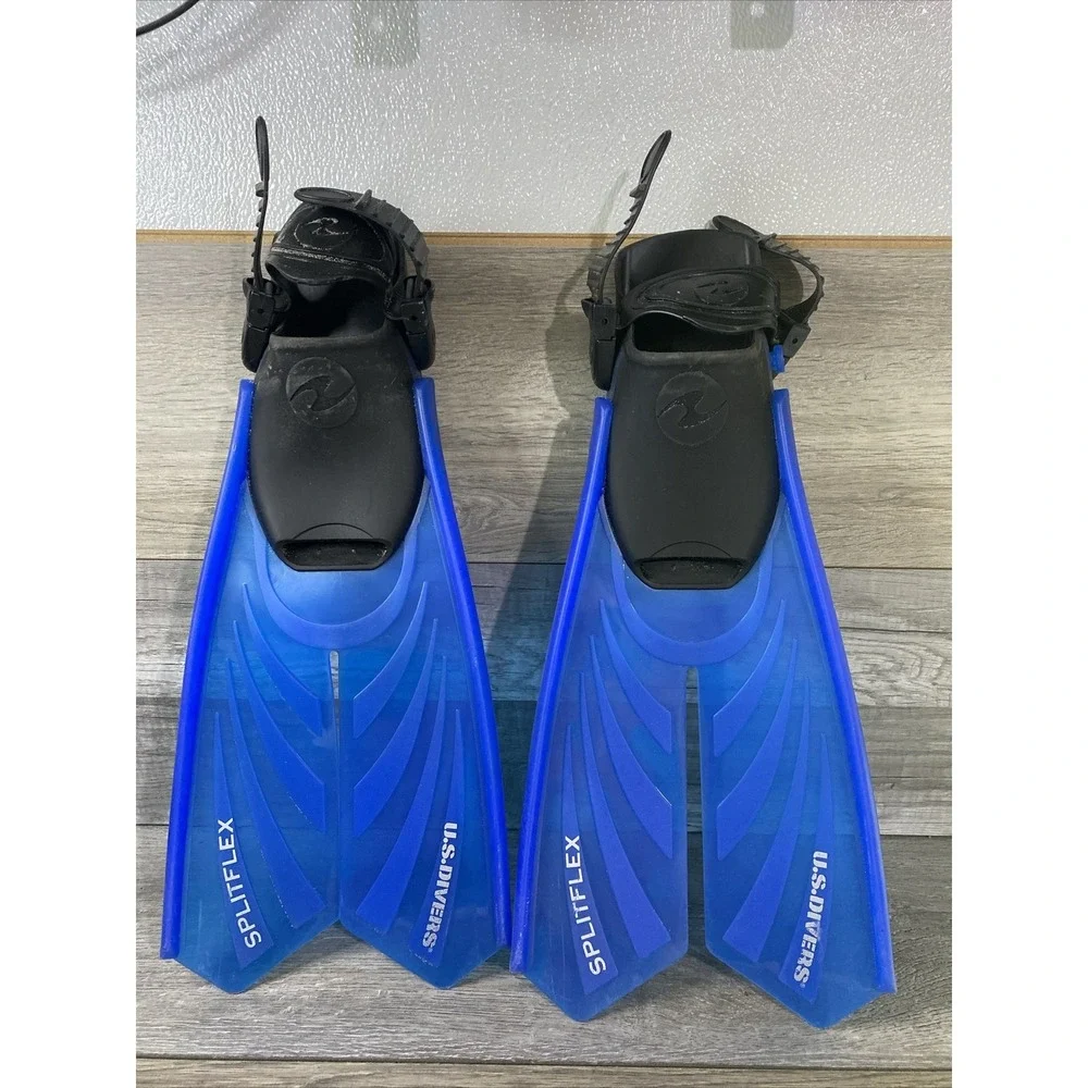 U.S. Divers Splitflex Diving Swimming Fins Flippers Blue‎ Size S Small 3-6 w Bag
