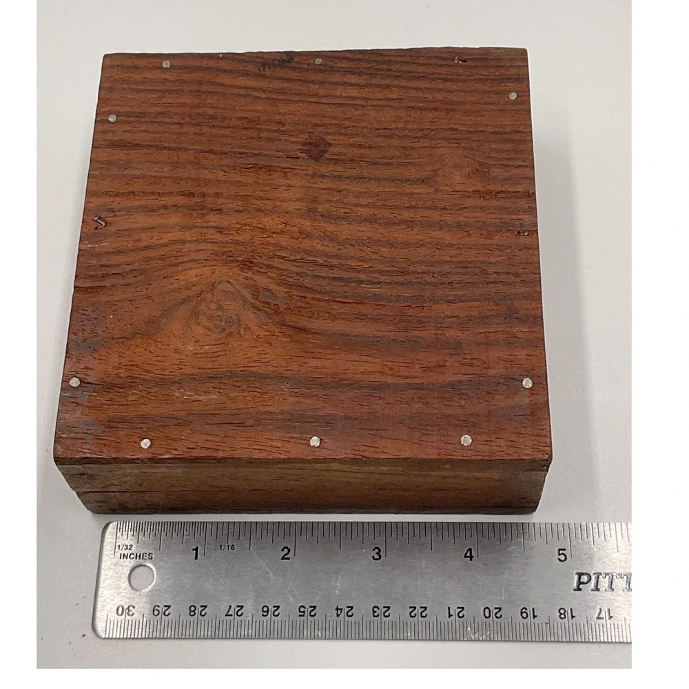 Vintage‎ Hand Carved Wood Jewelry Box Floral Design 4