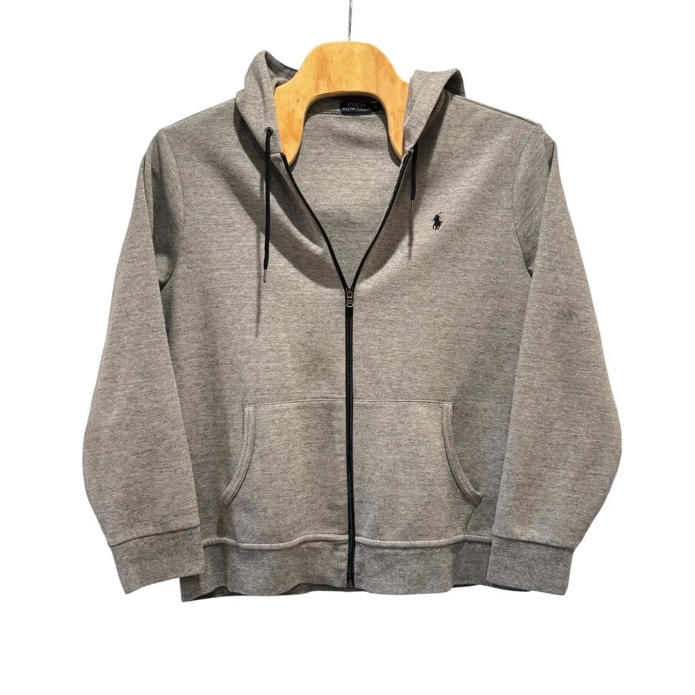 Polo Ralph Lauren Hoodie Mens XXL‎ Gray Full Zip Pony Logo Cotton Loungewear