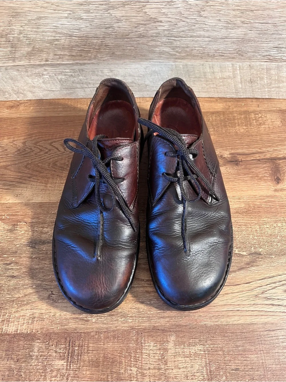 Clarks‎ Men's Dark Brown Leather Lace-Up Oxfords Vintage Split Toe Center Seam