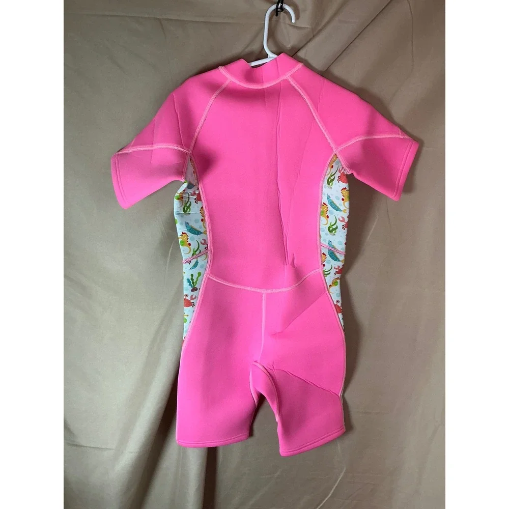 Sport Wetsuit Girls Medium Pink Excellent Short Sleeve Neoprene Sea Creatures
