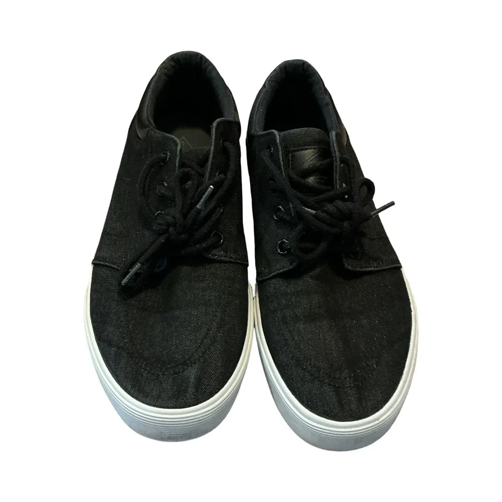 St Johns Bay Bryce Mens 8.5 Black Denim Low‎ Top Sneakers 016-6156 Skate Shoes