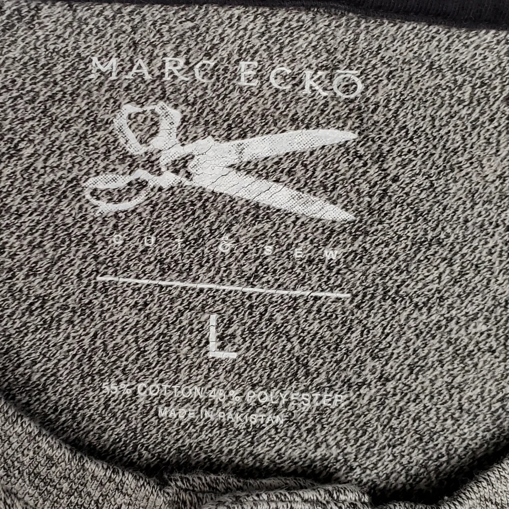 Marc Ecko Cut & Sew Men's Striped Henley Pocket Long Sleeve Gray Size L