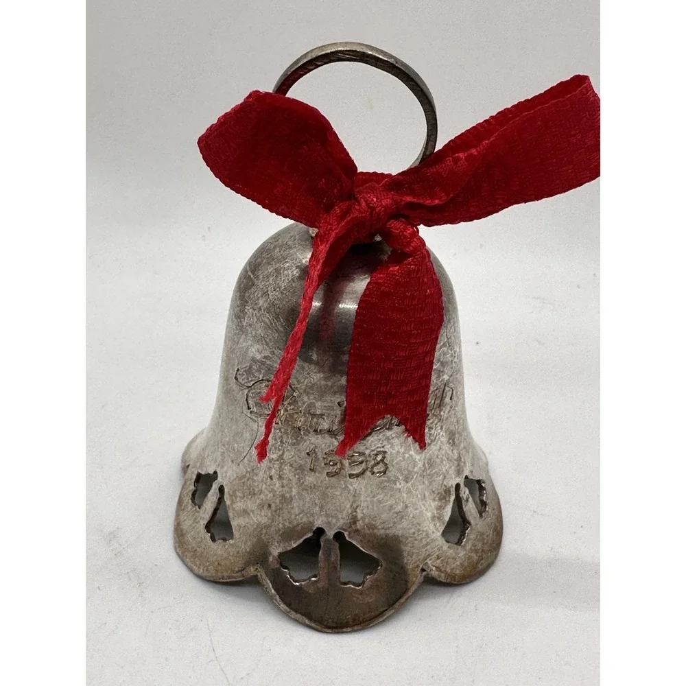 Vintage International Silver Co Bell Ornament 1998 Handmade Silverplate‎