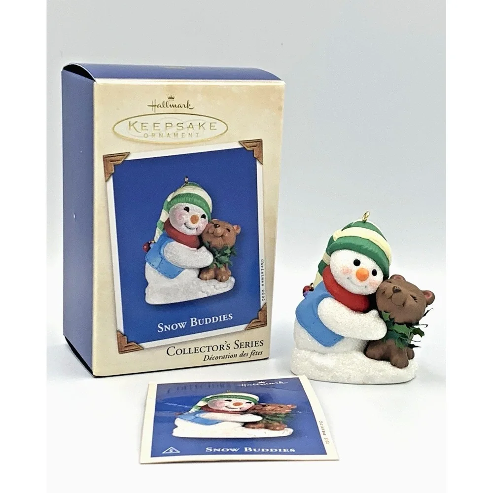 2002‎ Snow Buddies Hallmark Keepsake Ornament Snowman with Bear Cub #5 in Series