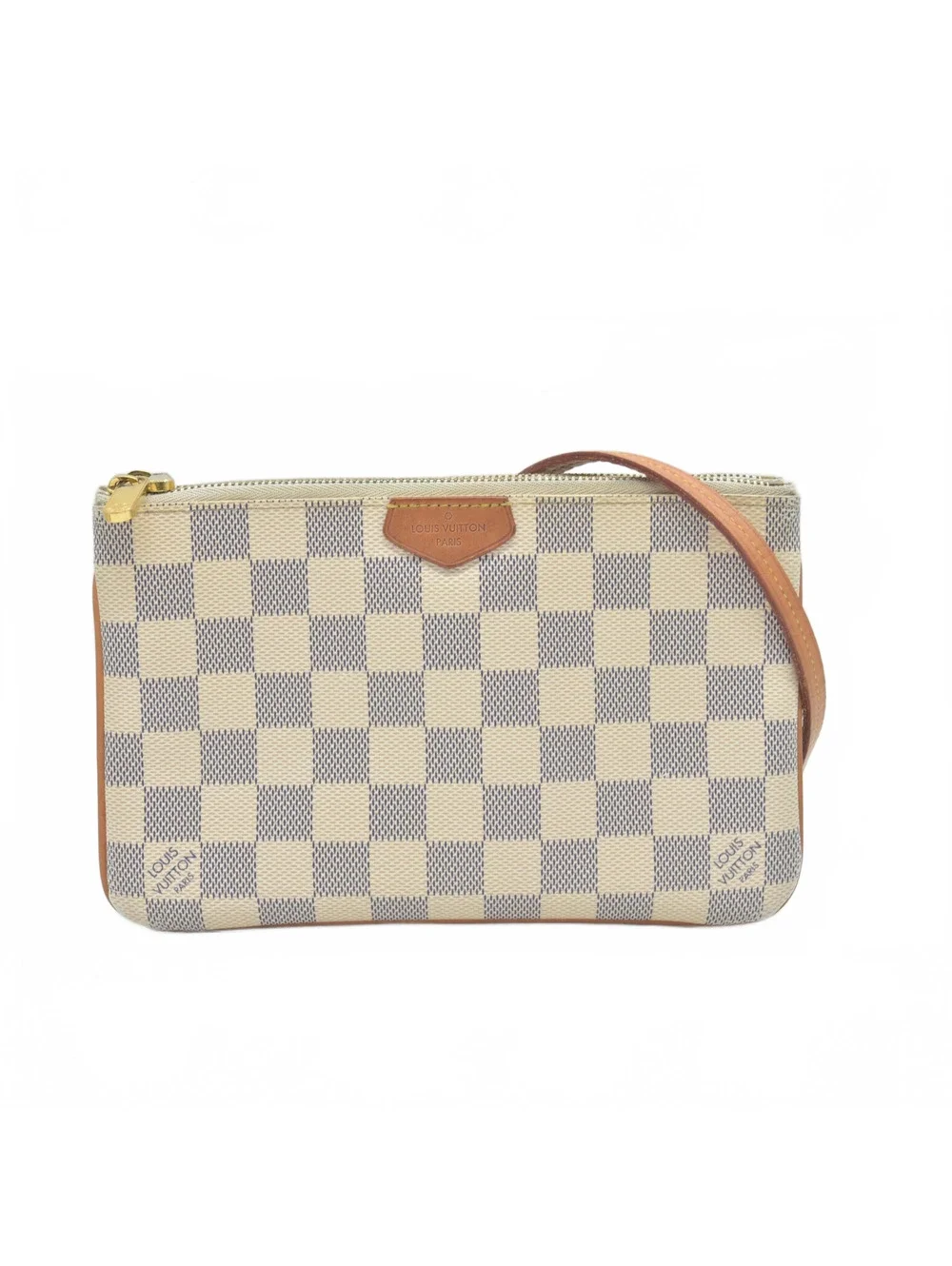 $1350 Louis Vuitton Damier Azur Double Zip Pochette